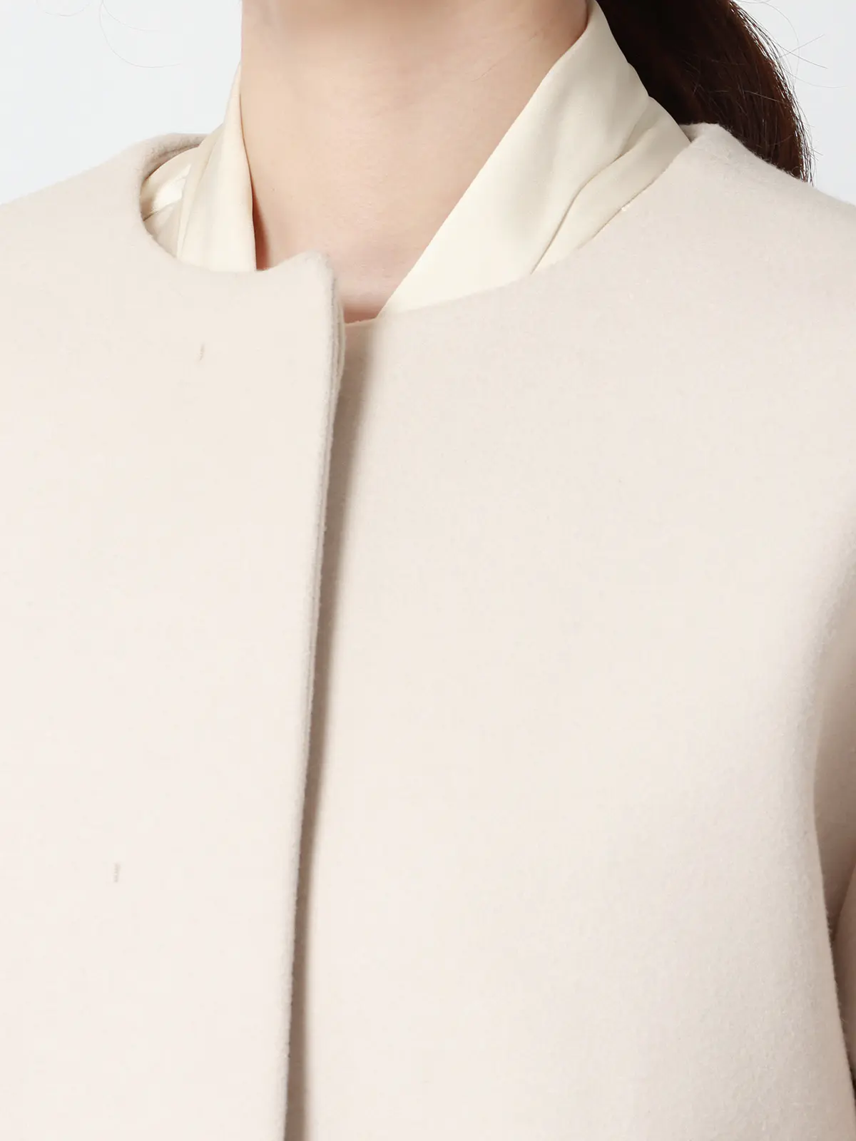 CHANTOWA／ウールライクノーカラーコート／ジャージーメルトン／無地 ホワイト 36(7号）