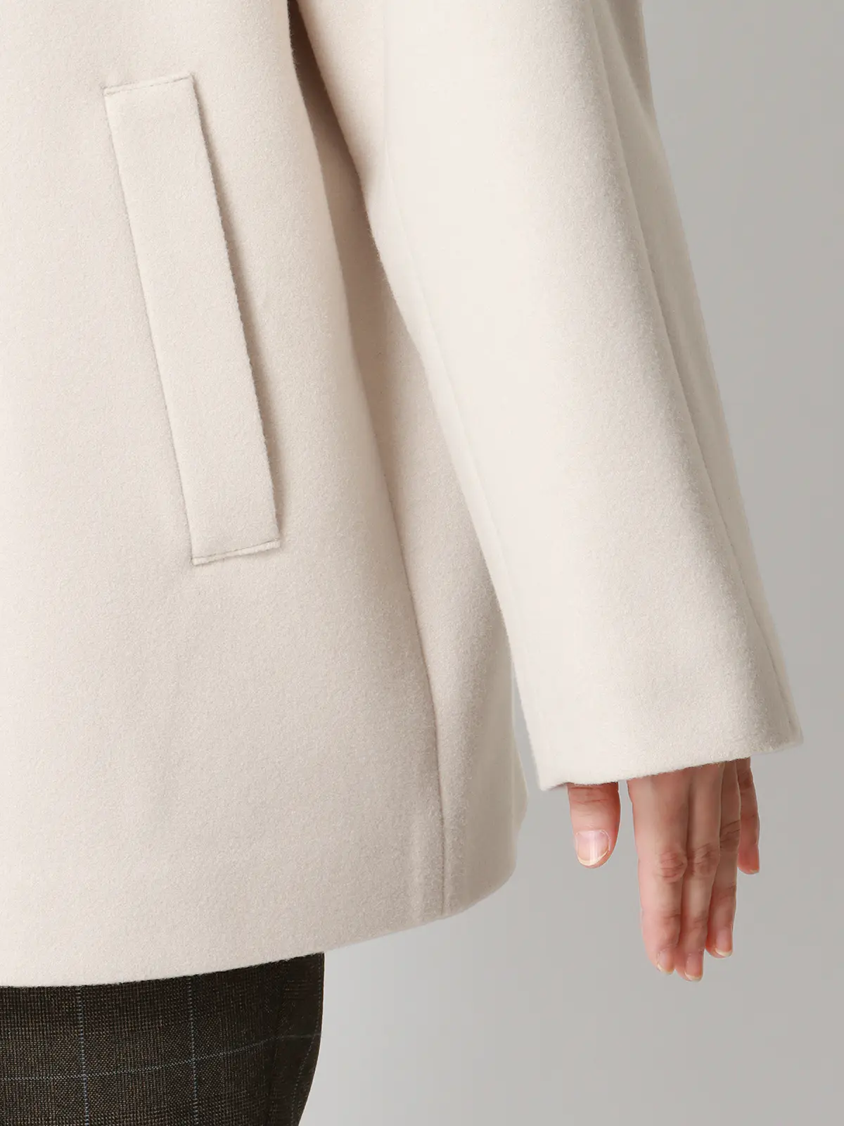 CHANTOWA／ウールライクノーカラーコート／ジャージーメルトン／無地 ホワイト 36(7号）