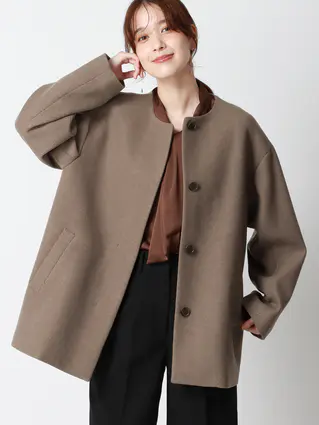 秋冬／ウールライクノーカラーコート