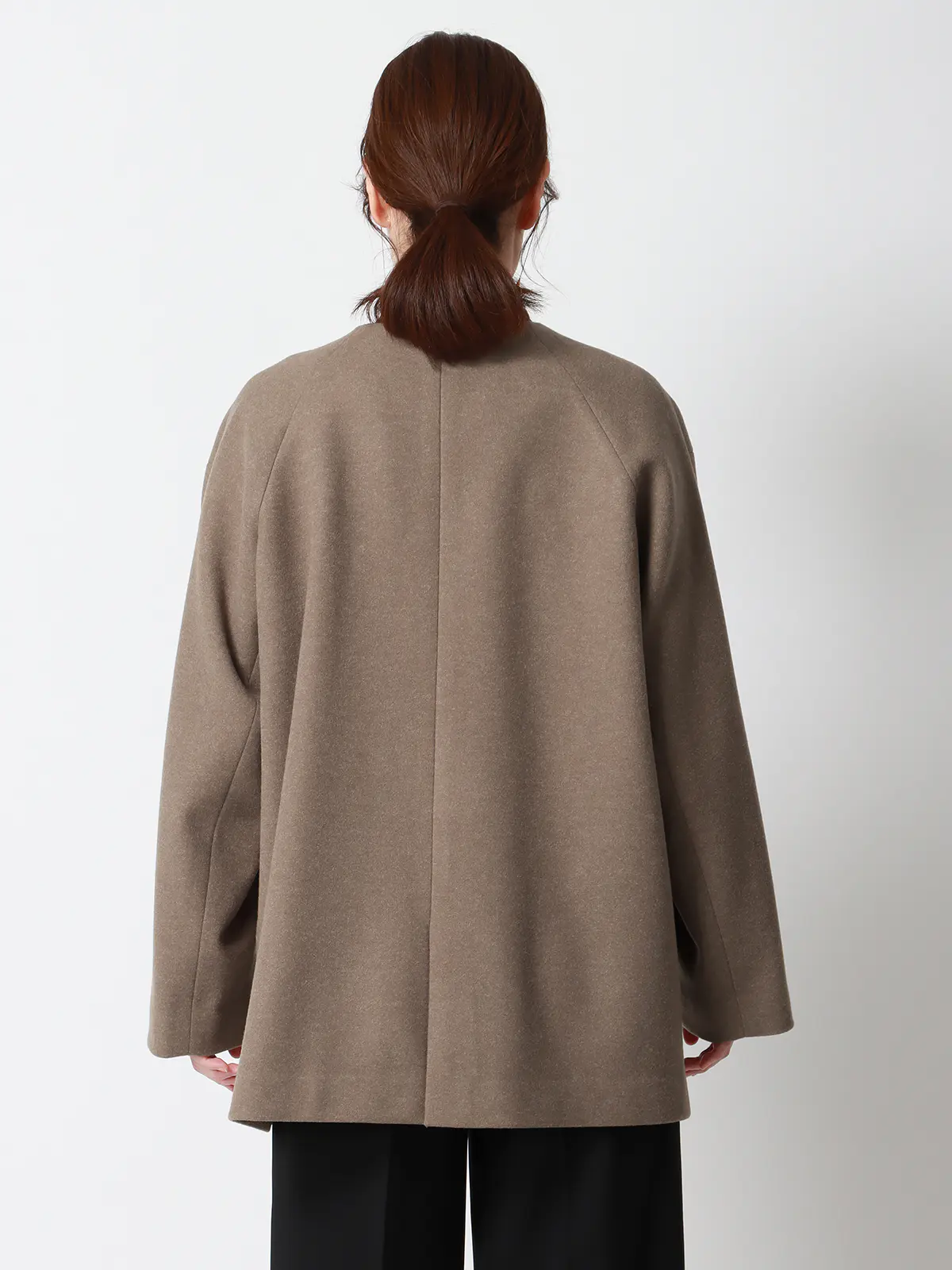 CHANTOWA／ウールライクノーカラーコート／ジャージーメルトン／無地 ブラウン 36(7号）