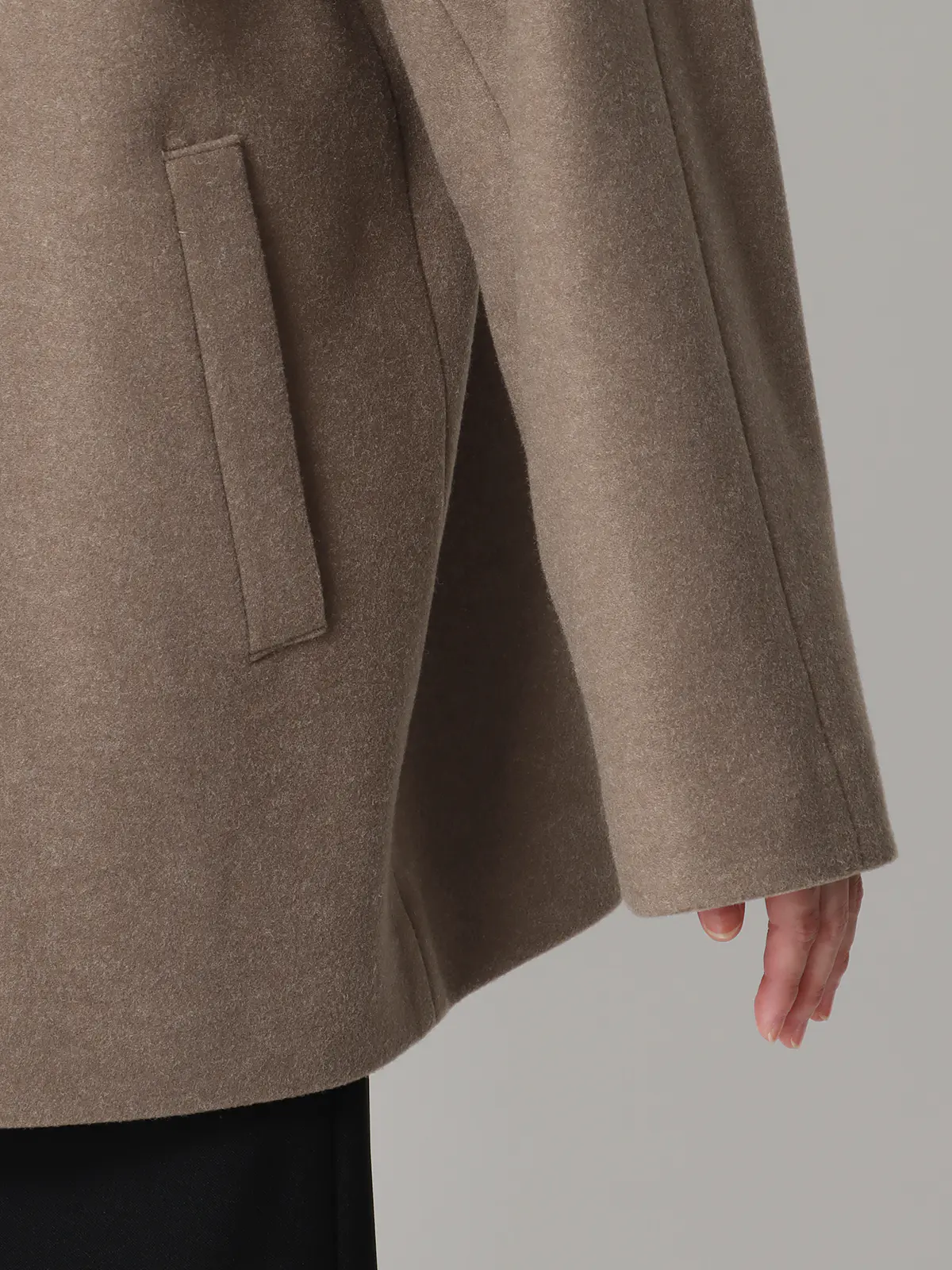 CHANTOWA／ウールライクノーカラーコート／ジャージーメルトン／無地 ブラウン 36(7号）