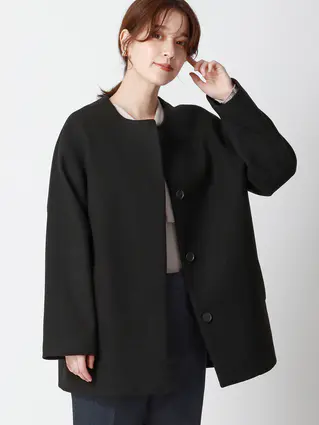 秋冬／ウールライクノーカラーコート