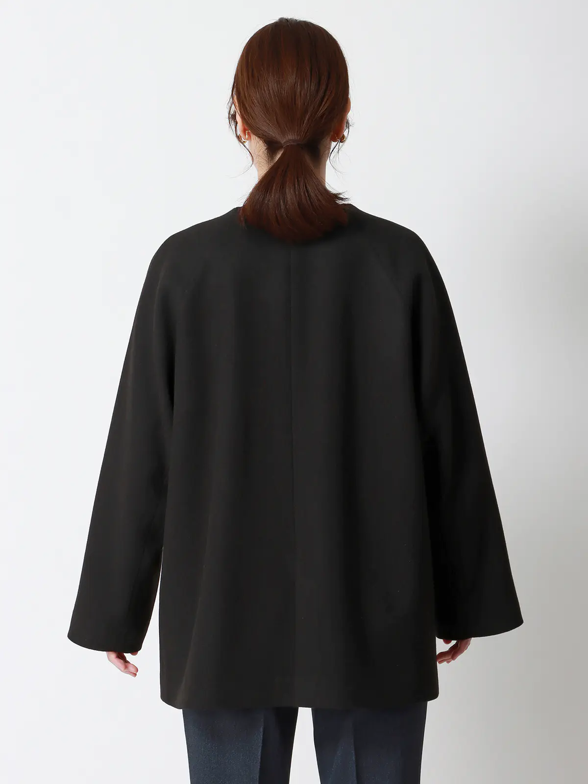CHANTOWA／ウールライクノーカラーコート／ジャージーメルトン／無地 ブラック 36(7号）