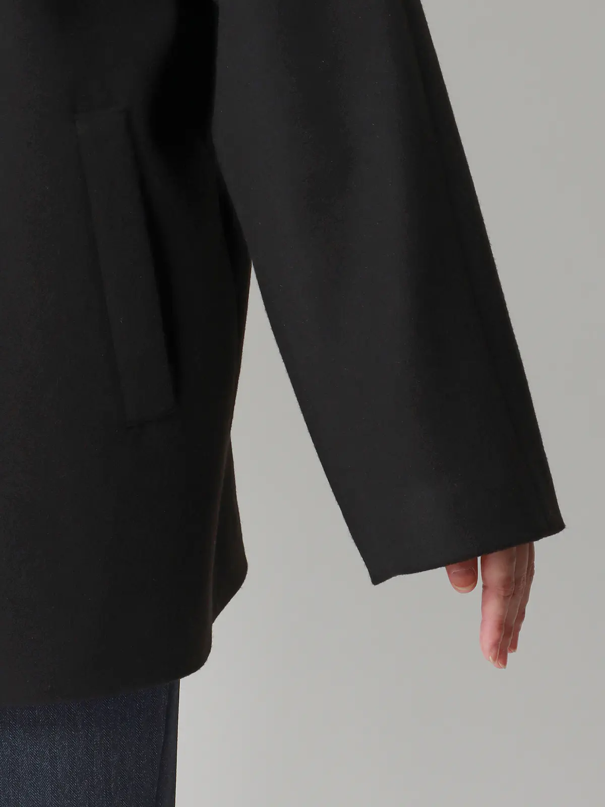 CHANTOWA／ウールライクノーカラーコート／ジャージーメルトン／無地 ブラック 36(7号）