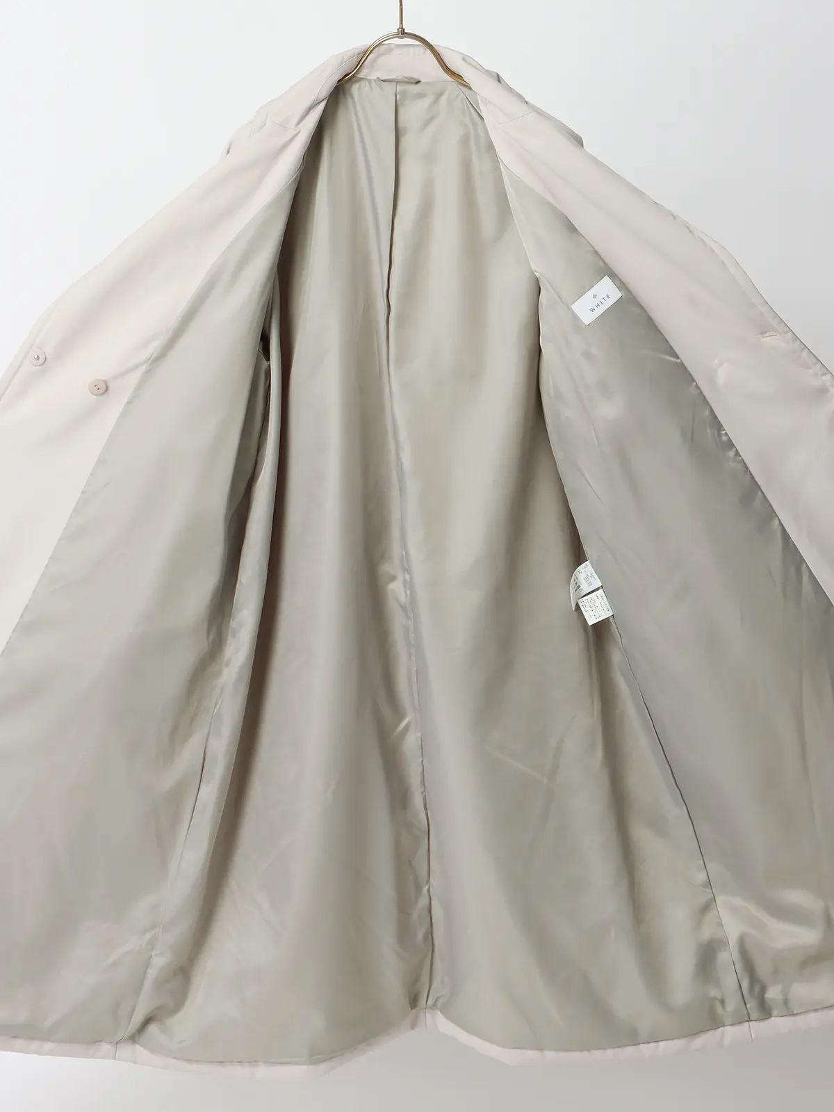 中綿ロングコート/マットポリエステル/無地 グレージュ 36(7号)