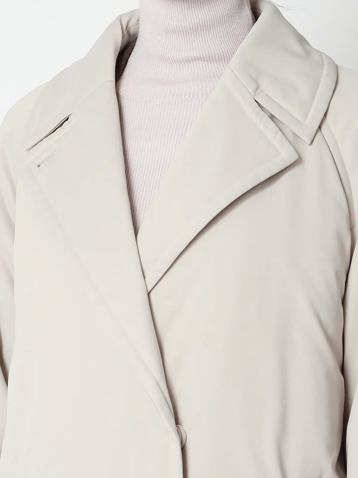 中綿ロングコート/マットポリエステル/無地 グレージュ 36(7号)