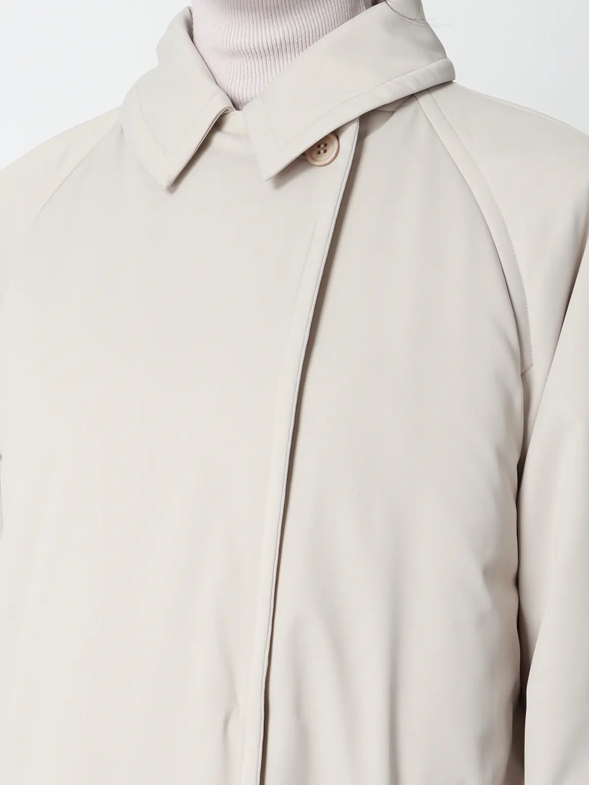 中綿ロングコート/マットポリエステル/無地 グレージュ 36(7号)