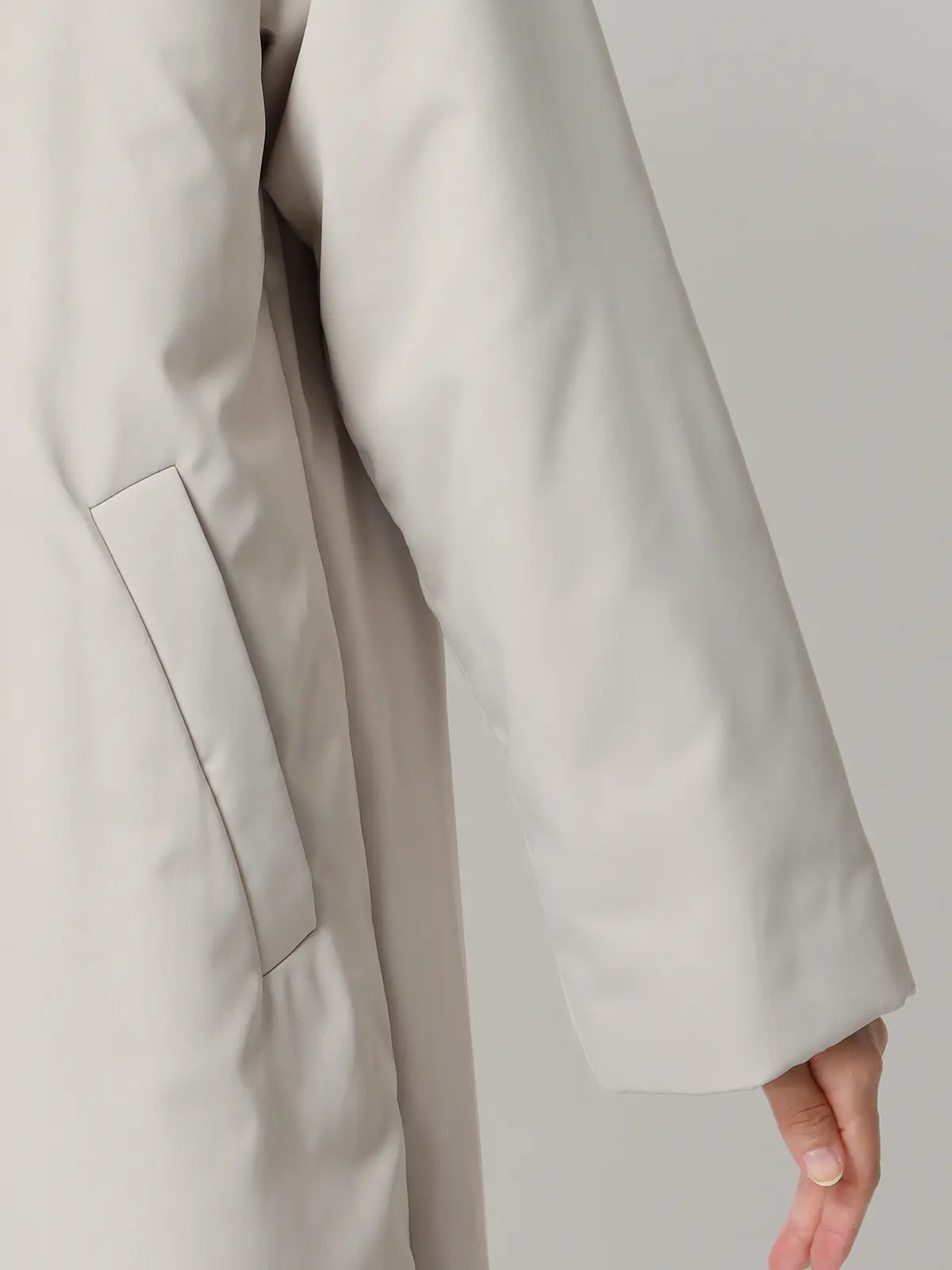 中綿ロングコート/マットポリエステル/無地 グレージュ 36(7号)