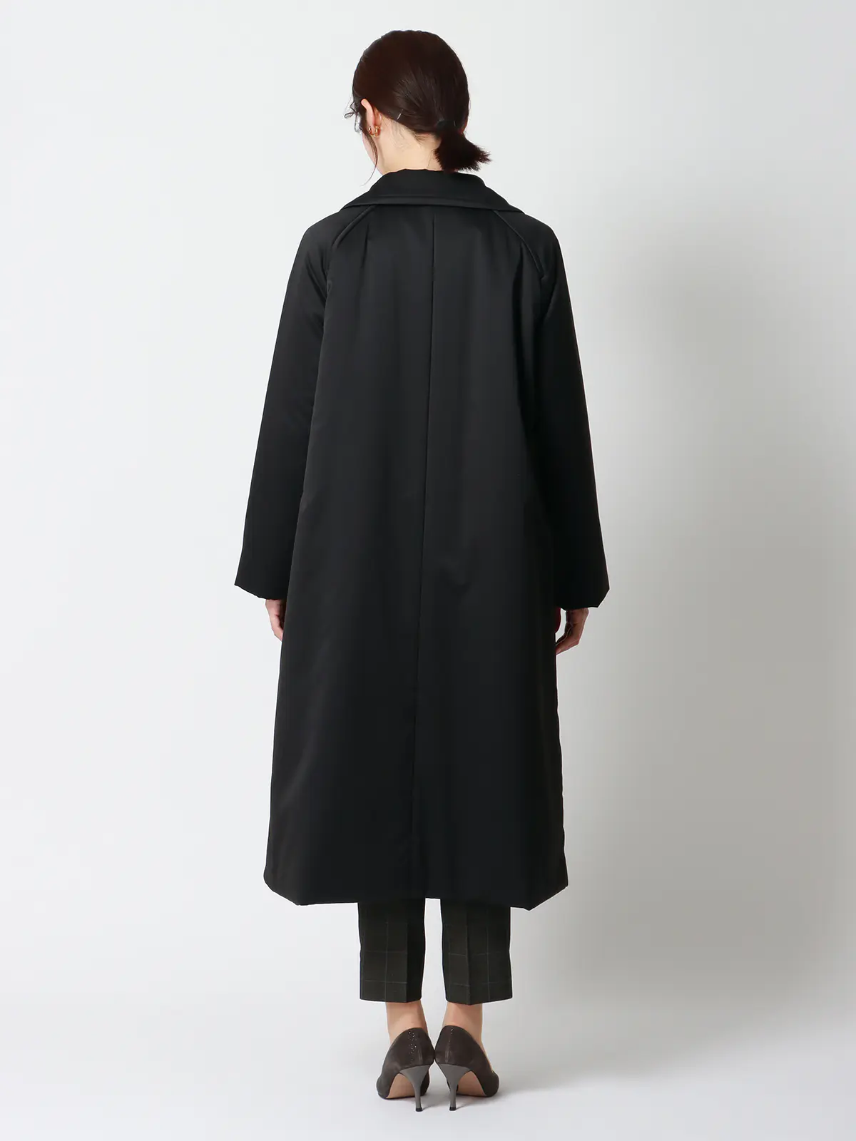 中綿ロングコート／マットポリエステル／無地 ブラック 36(7号）
