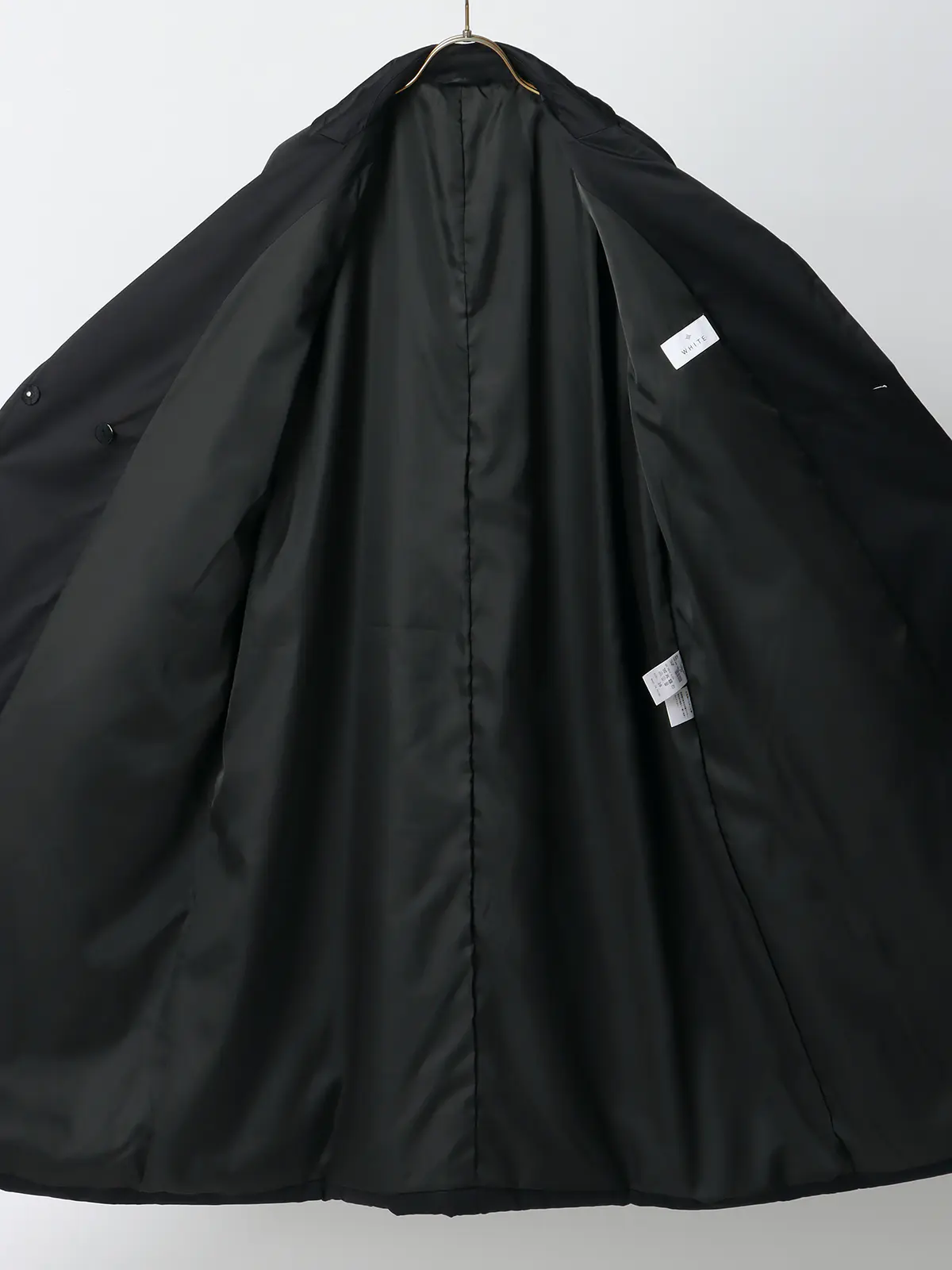 中綿ロングコート／マットポリエステル／無地 ブラック 36(7号）