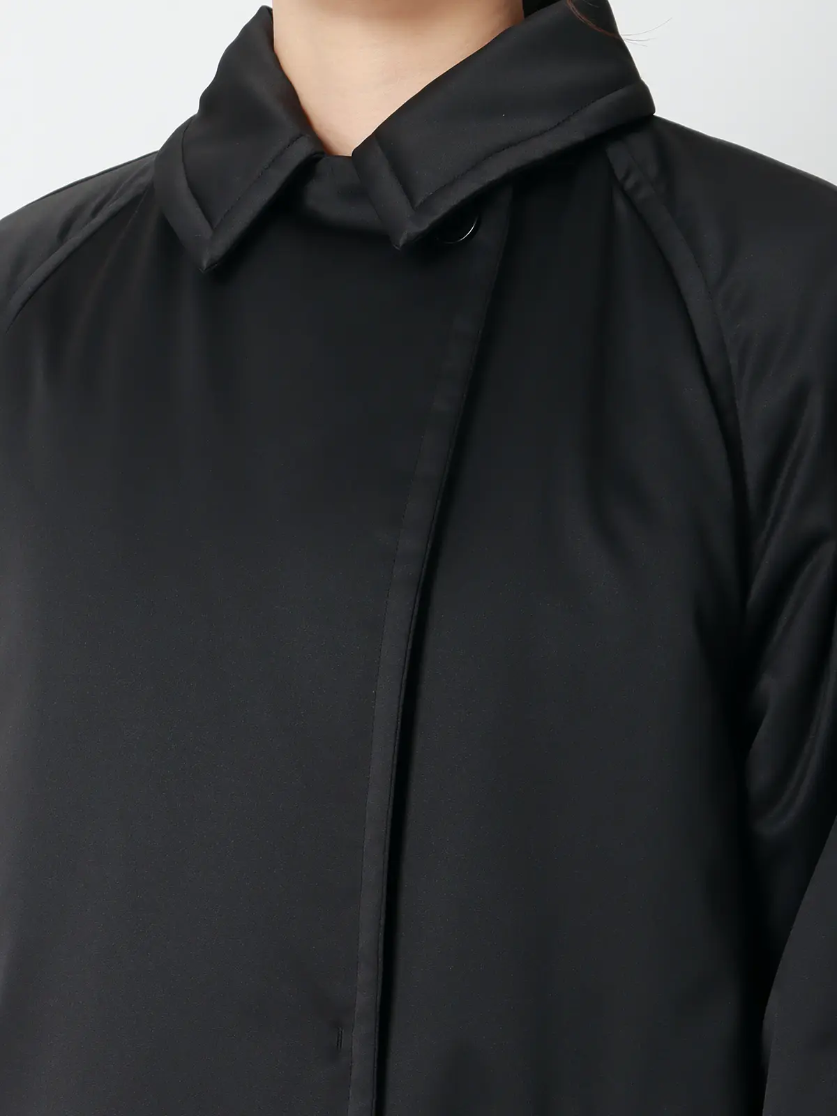 中綿ロングコート／マットポリエステル／無地 ブラック 36(7号）