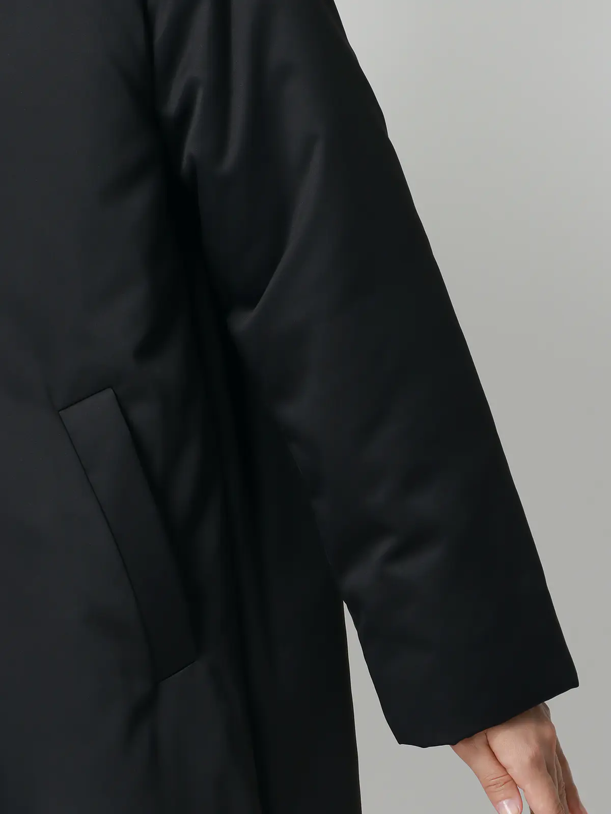 中綿ロングコート／マットポリエステル／無地 ブラック 36(7号）