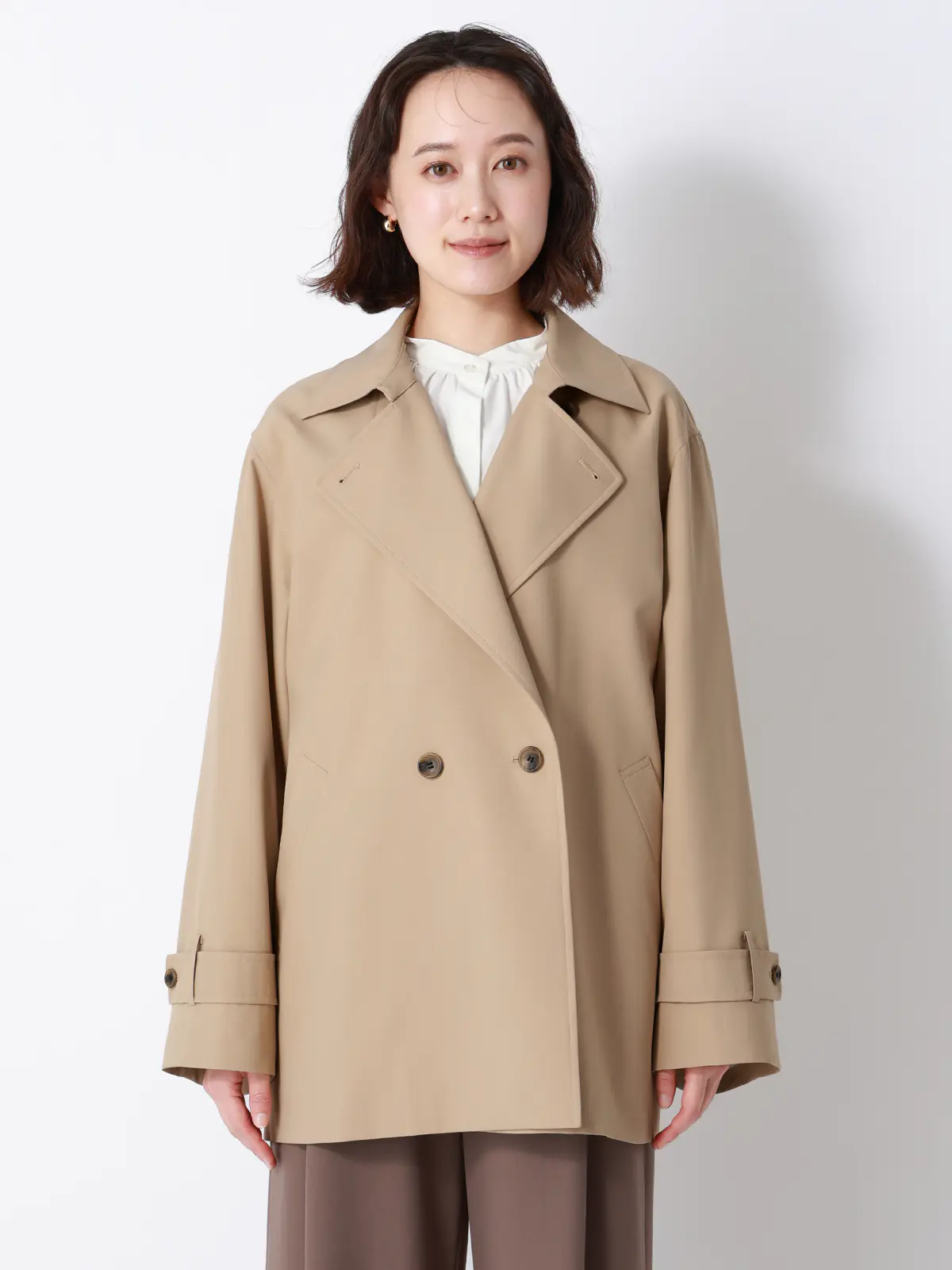 ショートコート／ウォッシャブル／撥水／ソフトツイル／BIYORI UP ベージュ 38(9号）