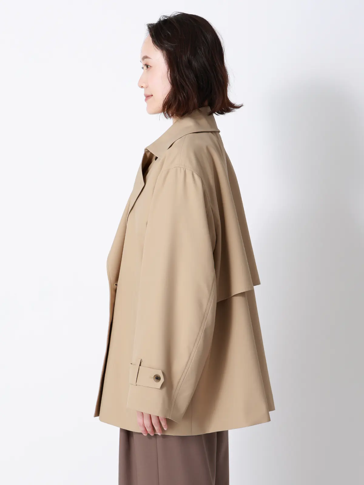 ショートコート／ウォッシャブル／撥水／ソフトツイル／BIYORI UP ベージュ 38(9号）