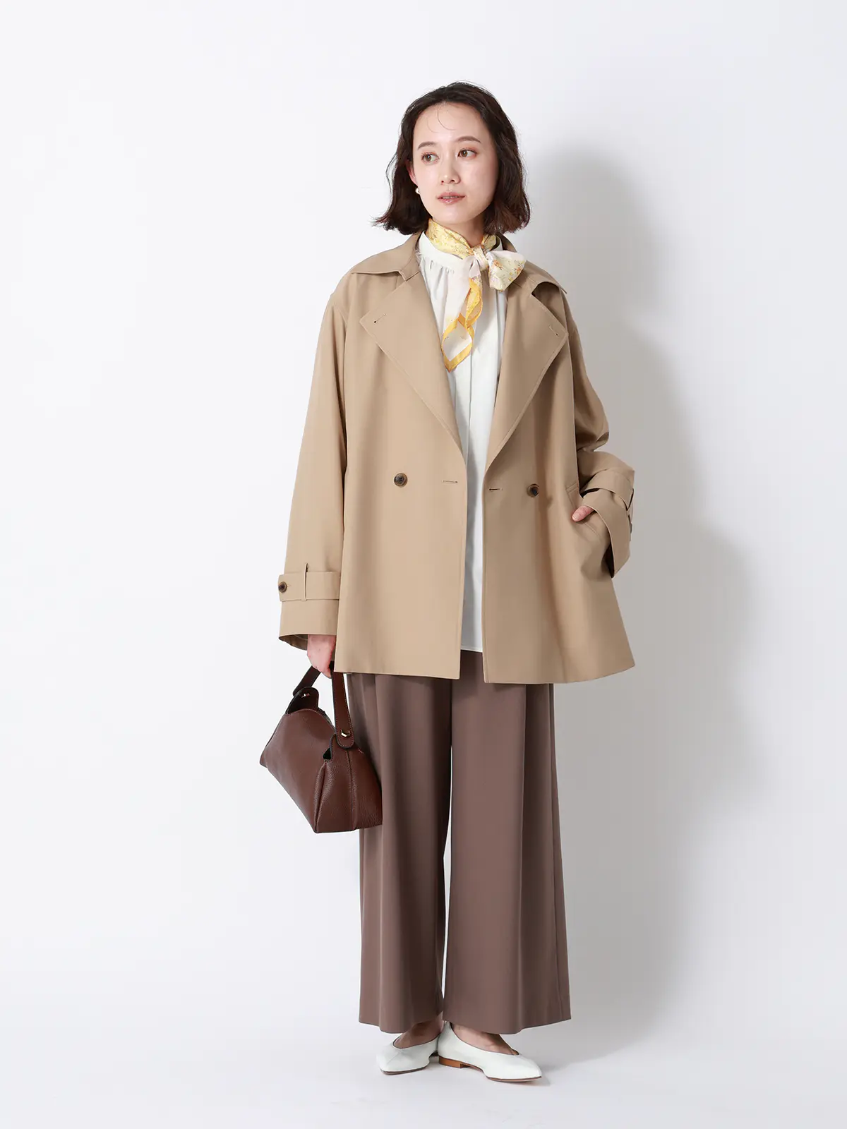 ショートコート／ウォッシャブル／撥水／ソフトツイル／BIYORI UP ベージュ 38(9号）