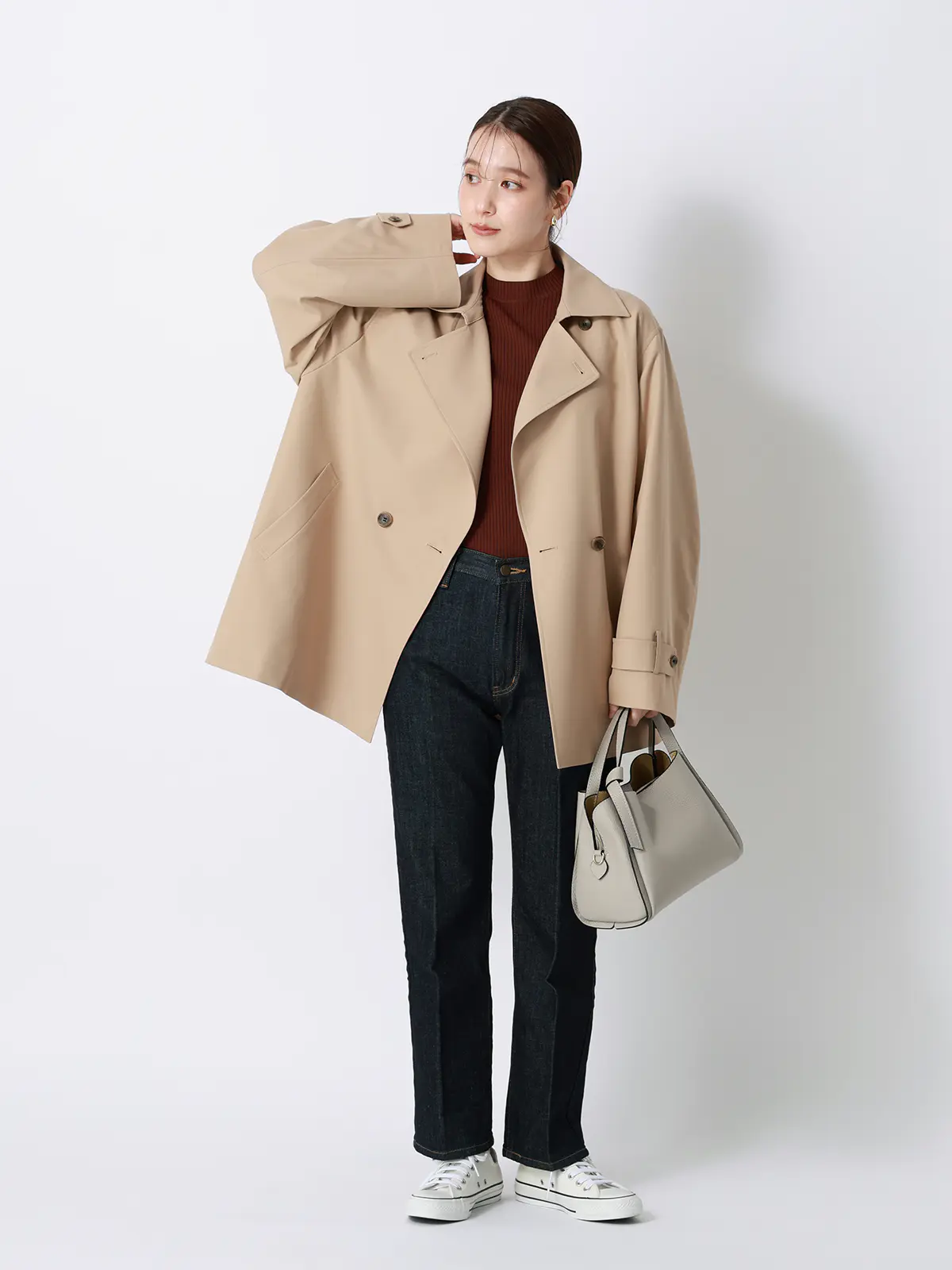 ショートコート／ウォッシャブル／撥水／ソフトツイル／BIYORI UP ベージュ 38(9号）