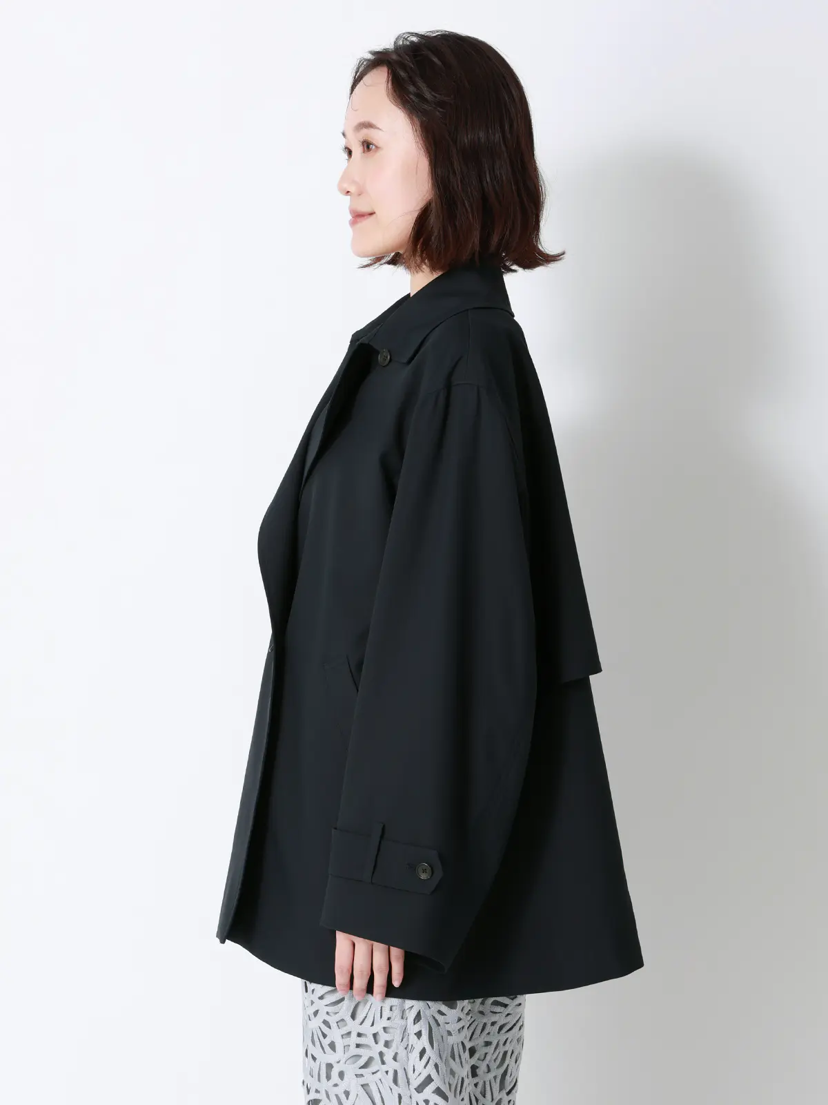 ショートコート／ウォッシャブル／撥水／ソフトツイル／BIYORI UP ネイビー 38(9号）