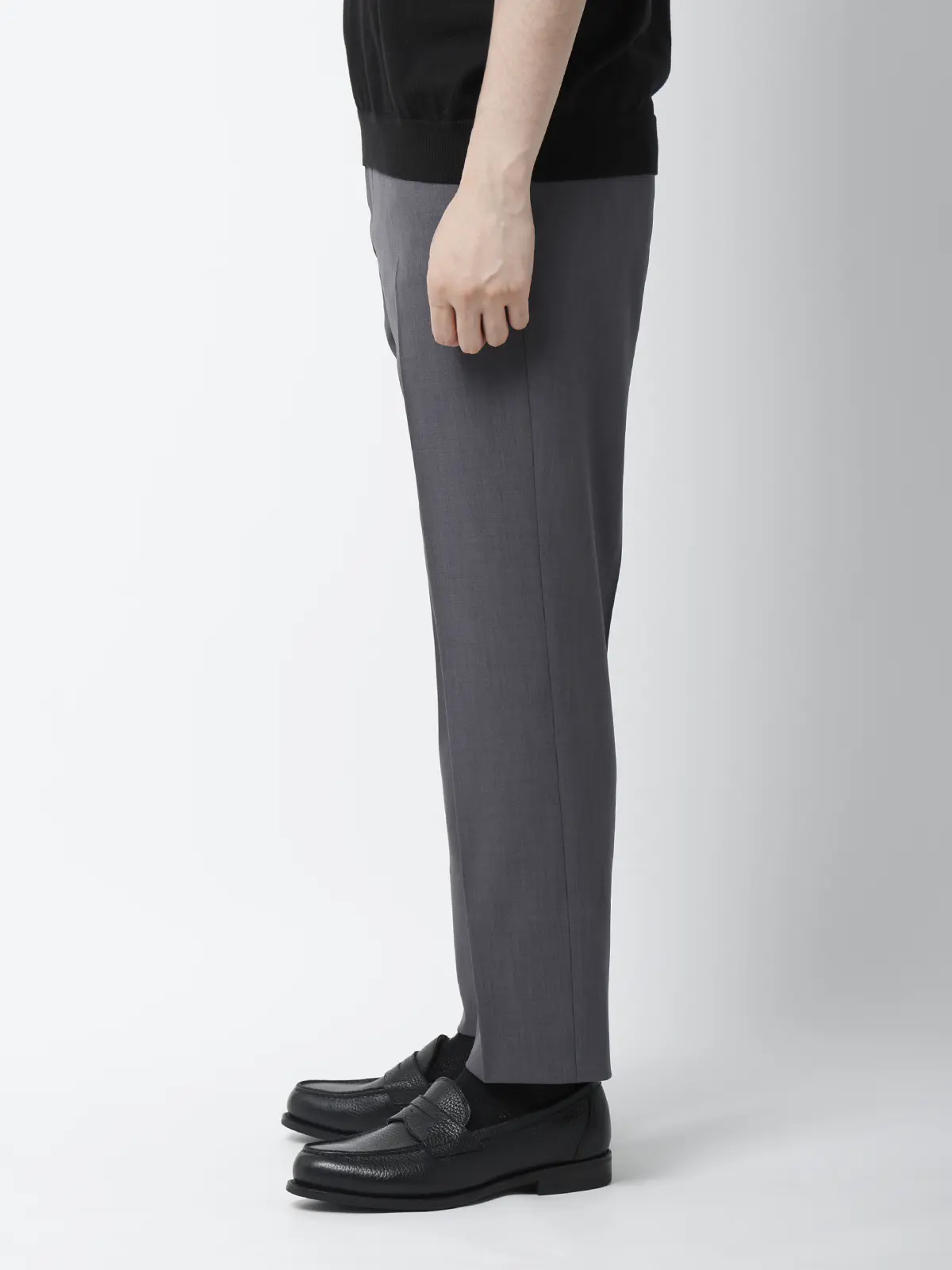 最高パンツ／テーパードパンツ／ウォッシャブル／NON IRON／無地／RS07／裾上げ済み グレー 3S