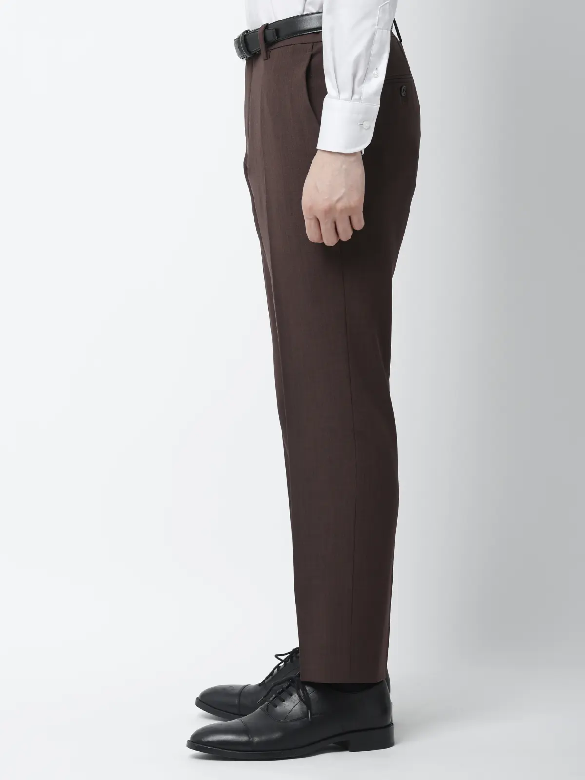 最高パンツ／テーパードパンツ／ウォッシャブル／NON IRON／無地／RS07／裾上げ済み ブラウン LL