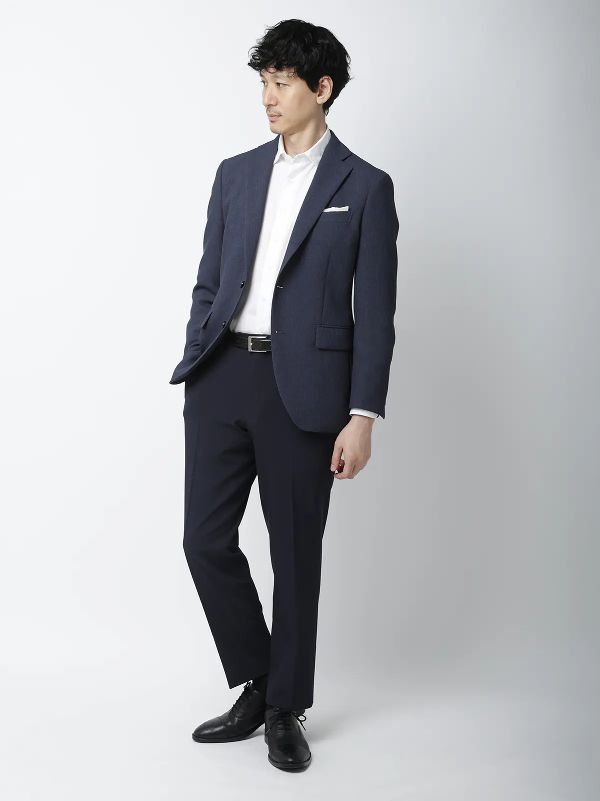 最高パンツ／テーパードパンツ／ウォッシャブル／NON IRON／無地／RS07／裾上げ済み ネイビー 4L