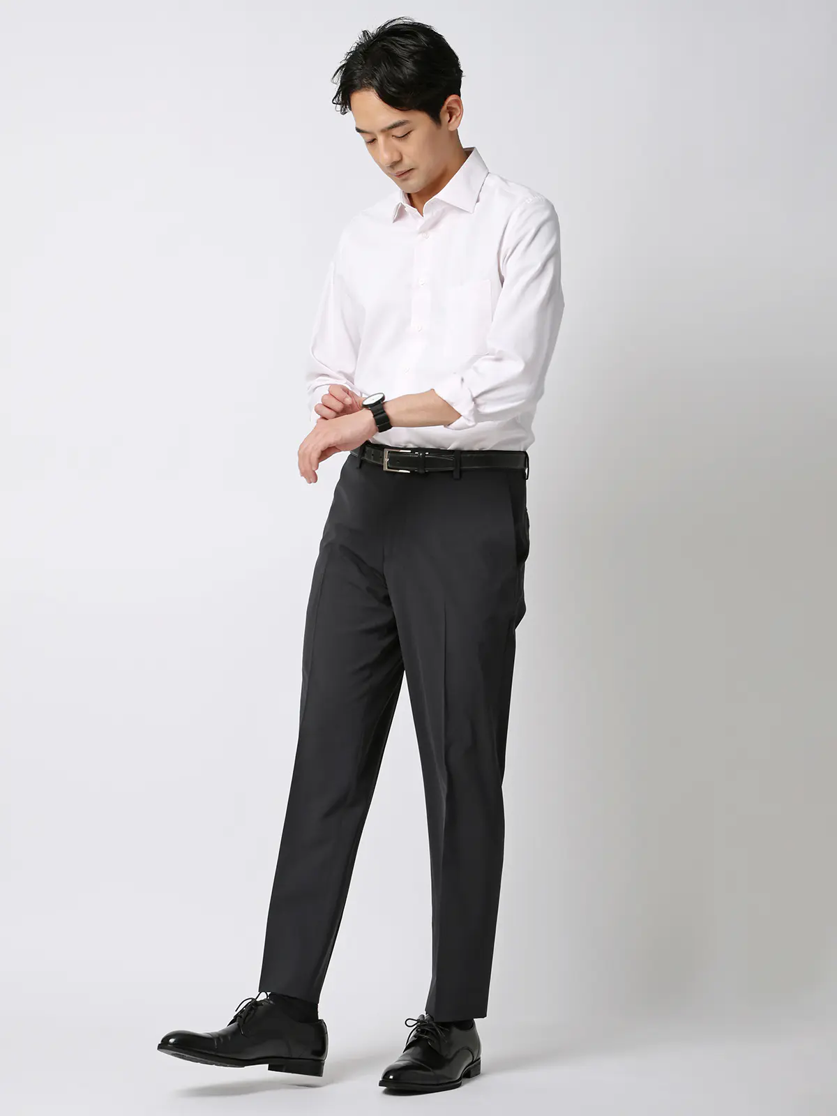 涼しい最高パンツ/テーパードパンツ/ウォッシャブル/NON IRON/無地/RS07/裾上げ済み チャコール 3S