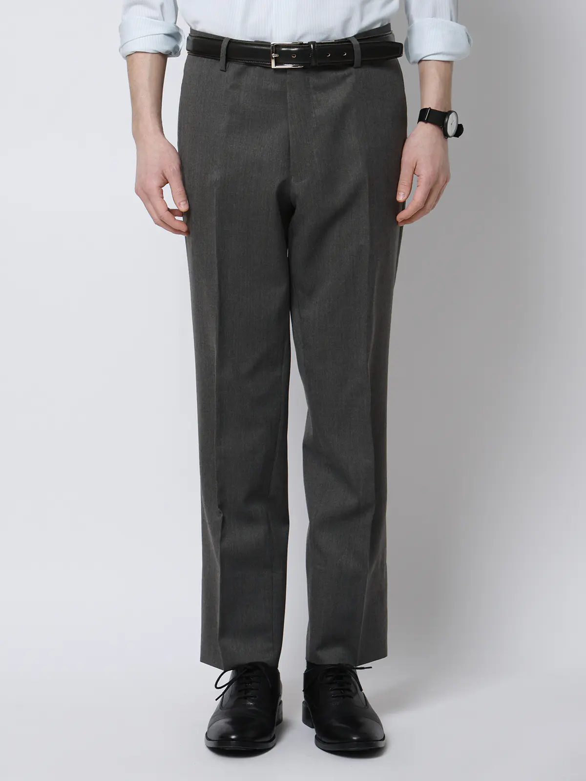 テーパードパンツ／ウォッシャブル／クリアカットサージ／無地／RS07／裾上げ済み グレー 6L