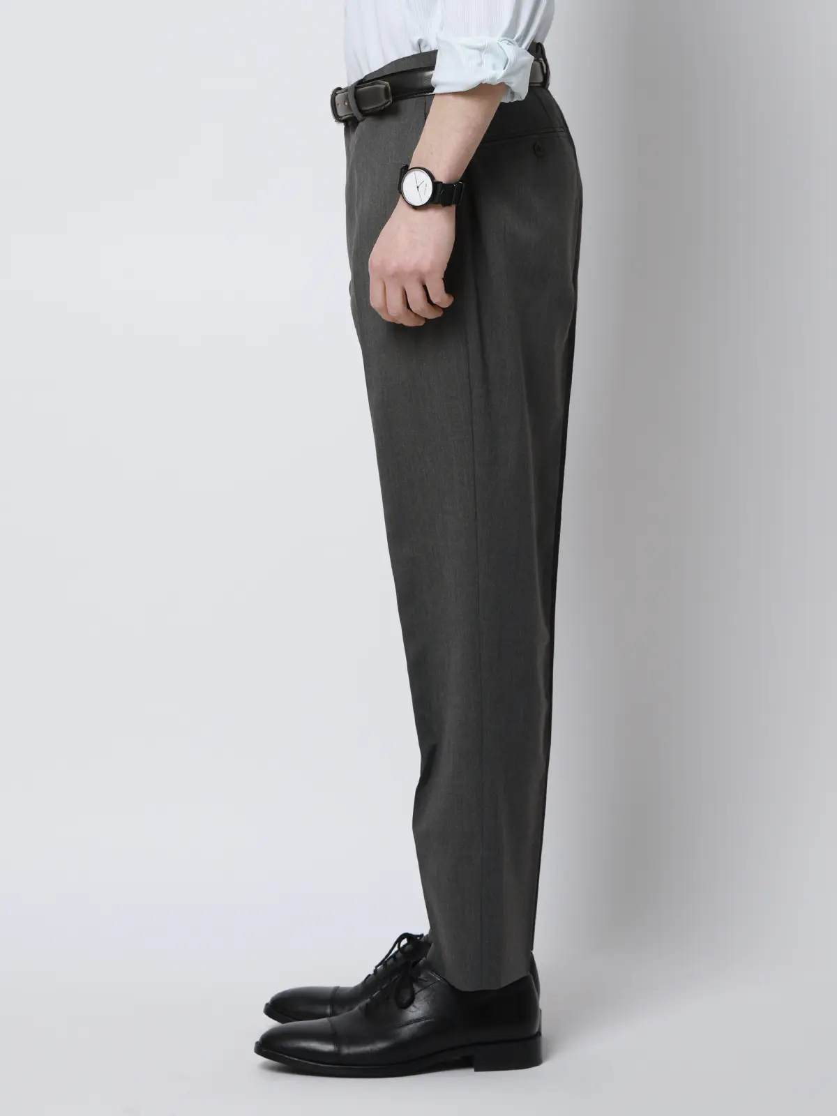 テーパードパンツ／ウォッシャブル／クリアカットサージ／無地／RS07／裾上げ済み グレー 6L