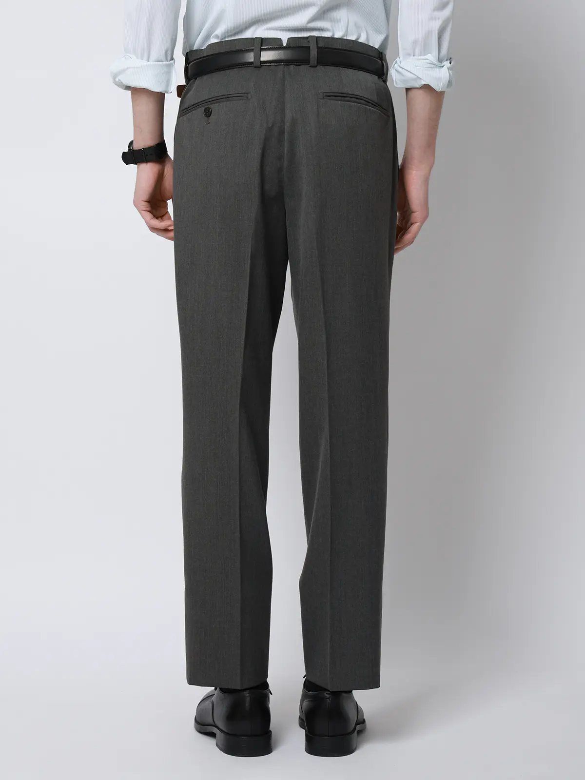 テーパードパンツ／ウォッシャブル／クリアカットサージ／無地／RS07／裾上げ済み グレー 6L