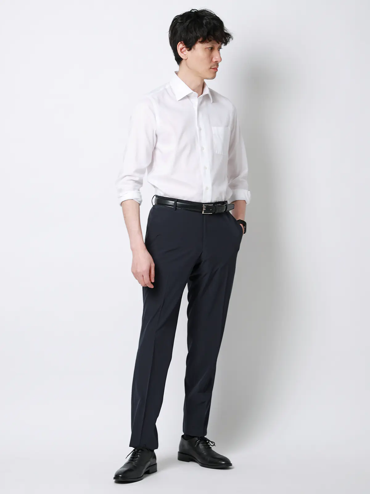 "超"伸びる涼しい最高パンツ／テーパードパンツ／ウォッシャブル／ストレッチ／無地／RS07 ネイビー 3S