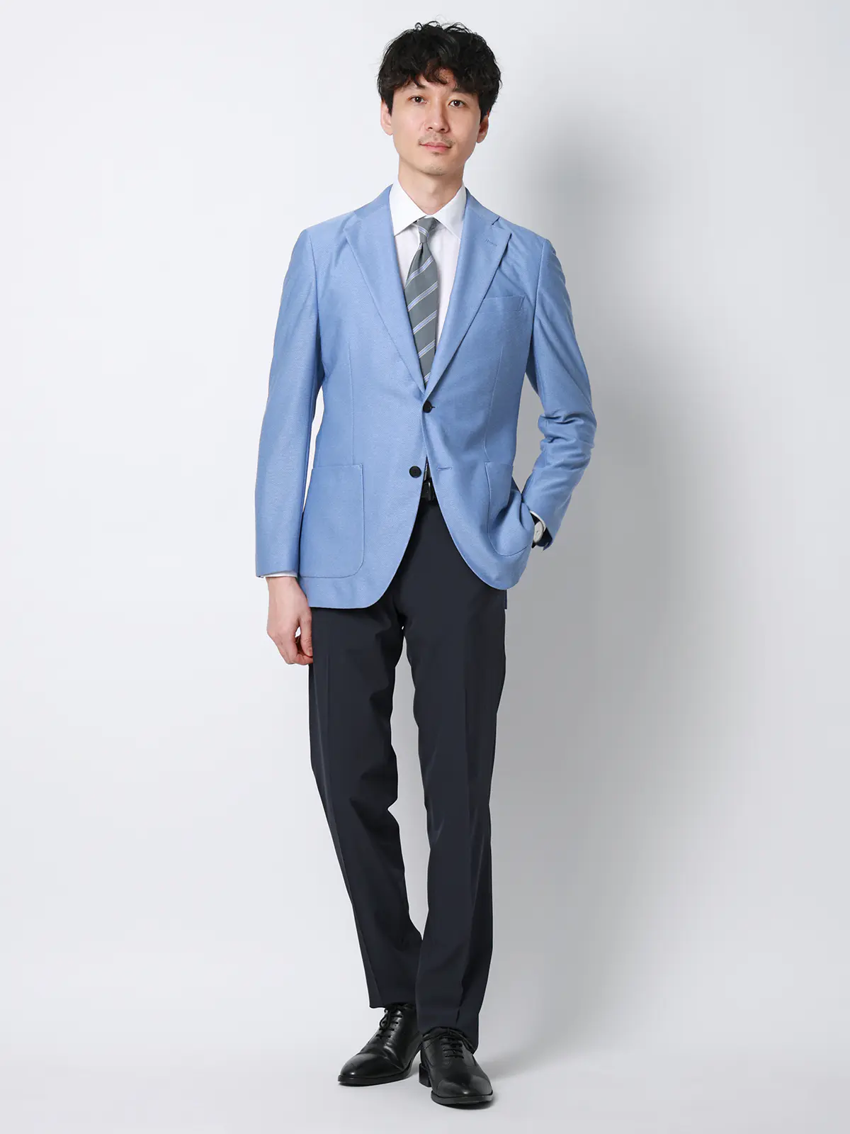 "超"伸びる涼しい最高パンツ／テーパードパンツ／ウォッシャブル／ストレッチ／無地／RS07 ネイビー 3S