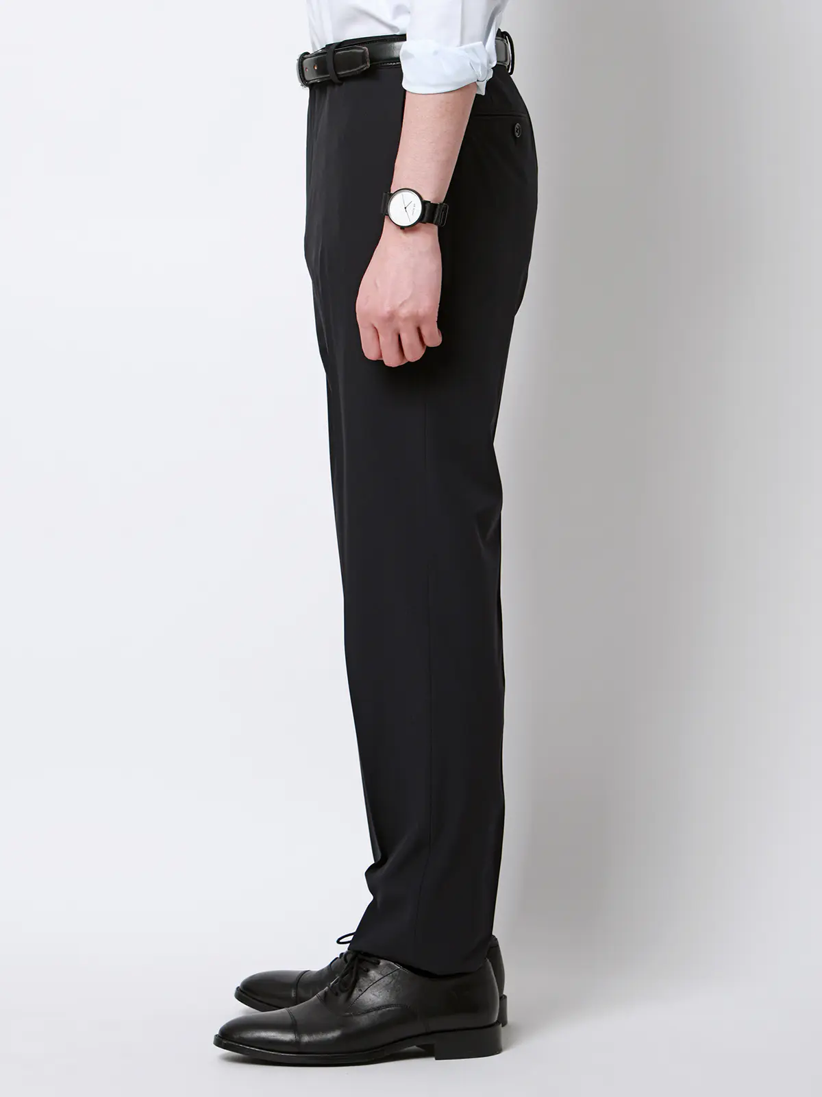 "超"伸びる涼しい最高パンツ／テーパードパンツ／ウォッシャブル／ストレッチ／無地／RS07 ブラック 3S