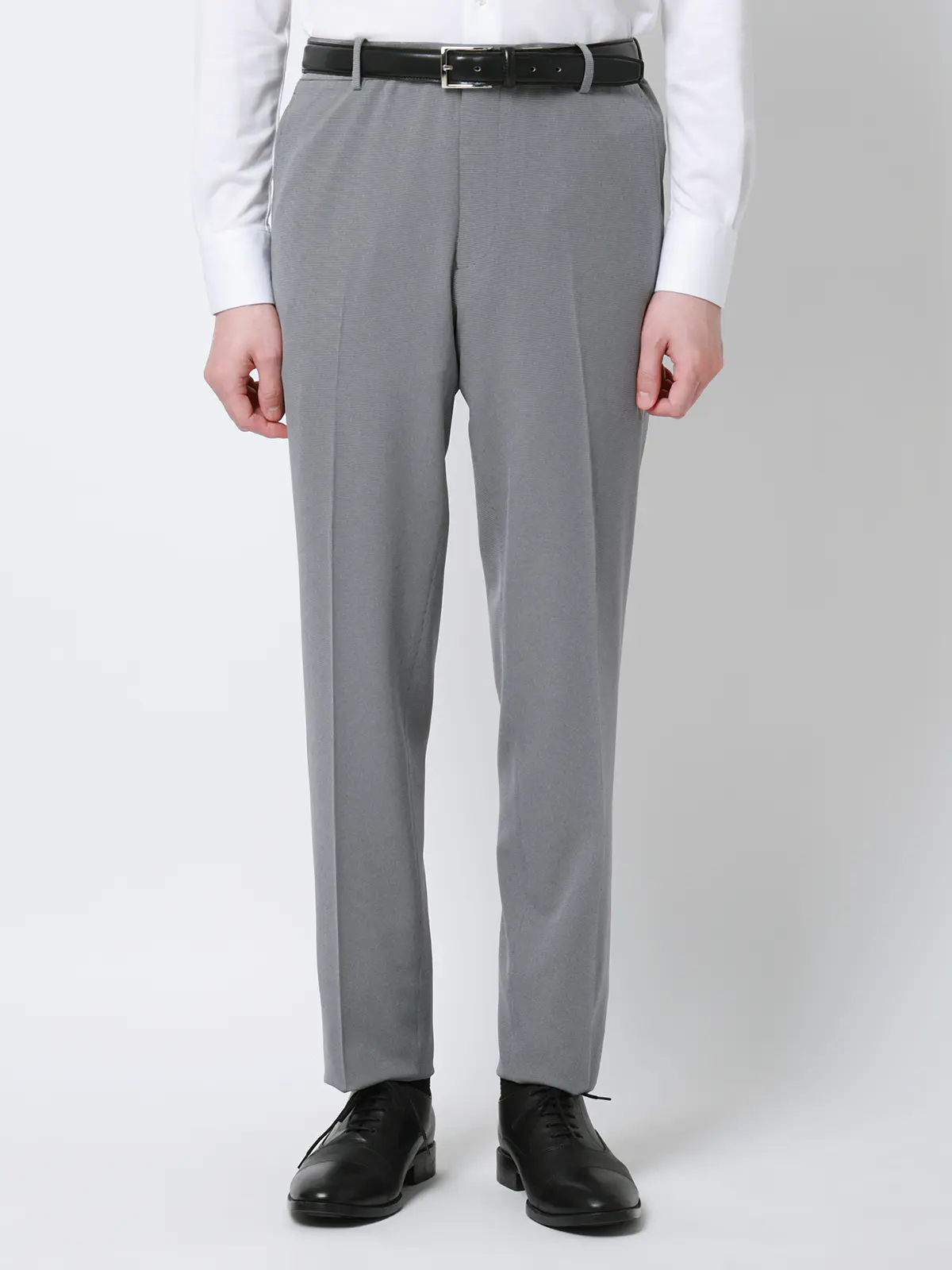 "超"伸びる涼しい最高パンツ／テーパードパンツ／ウォッシャブル／ハウンドトゥース／RS07 ライトグレー 3S