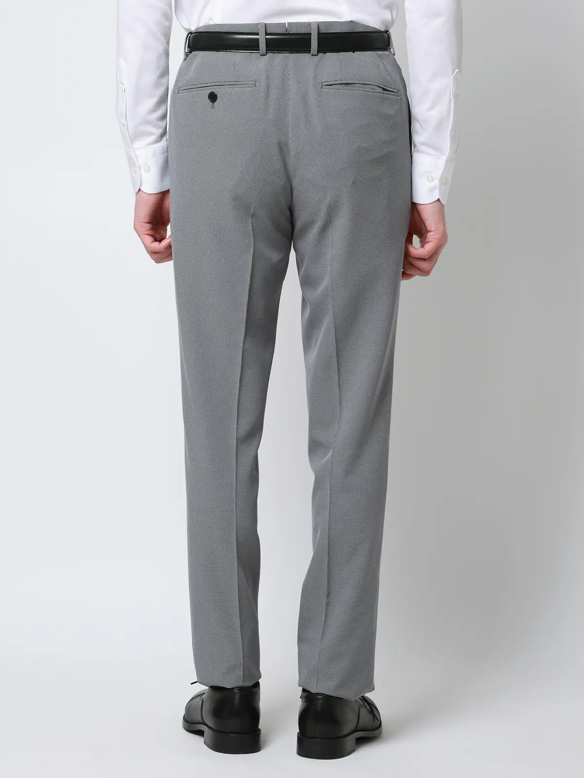 "超"伸びる涼しい最高パンツ／テーパードパンツ／ウォッシャブル／ハウンドトゥース／RS07 ライトグレー 3S