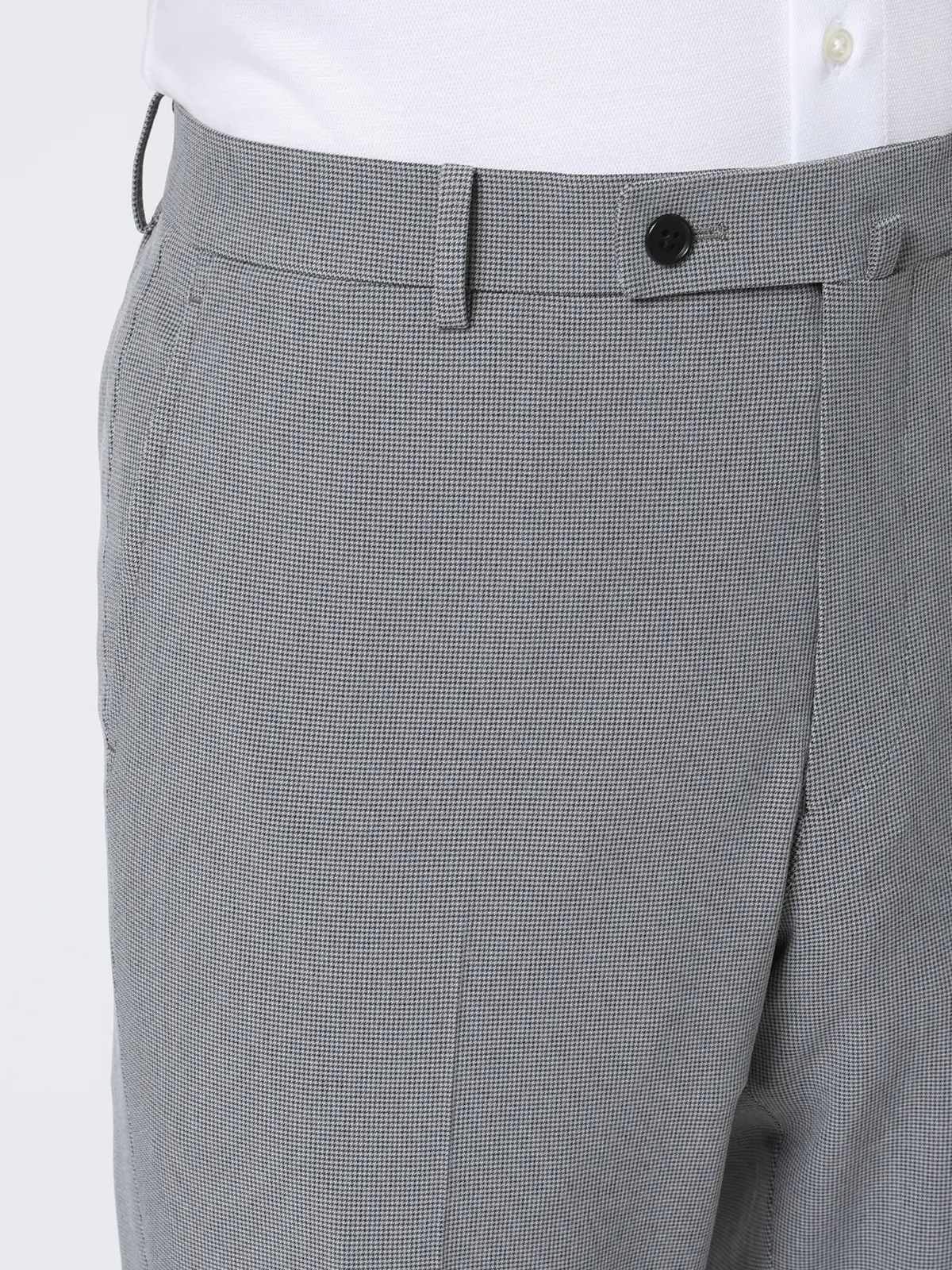 "超"伸びる涼しい最高パンツ／テーパードパンツ／ウォッシャブル／ハウンドトゥース／RS07 ライトグレー 3S