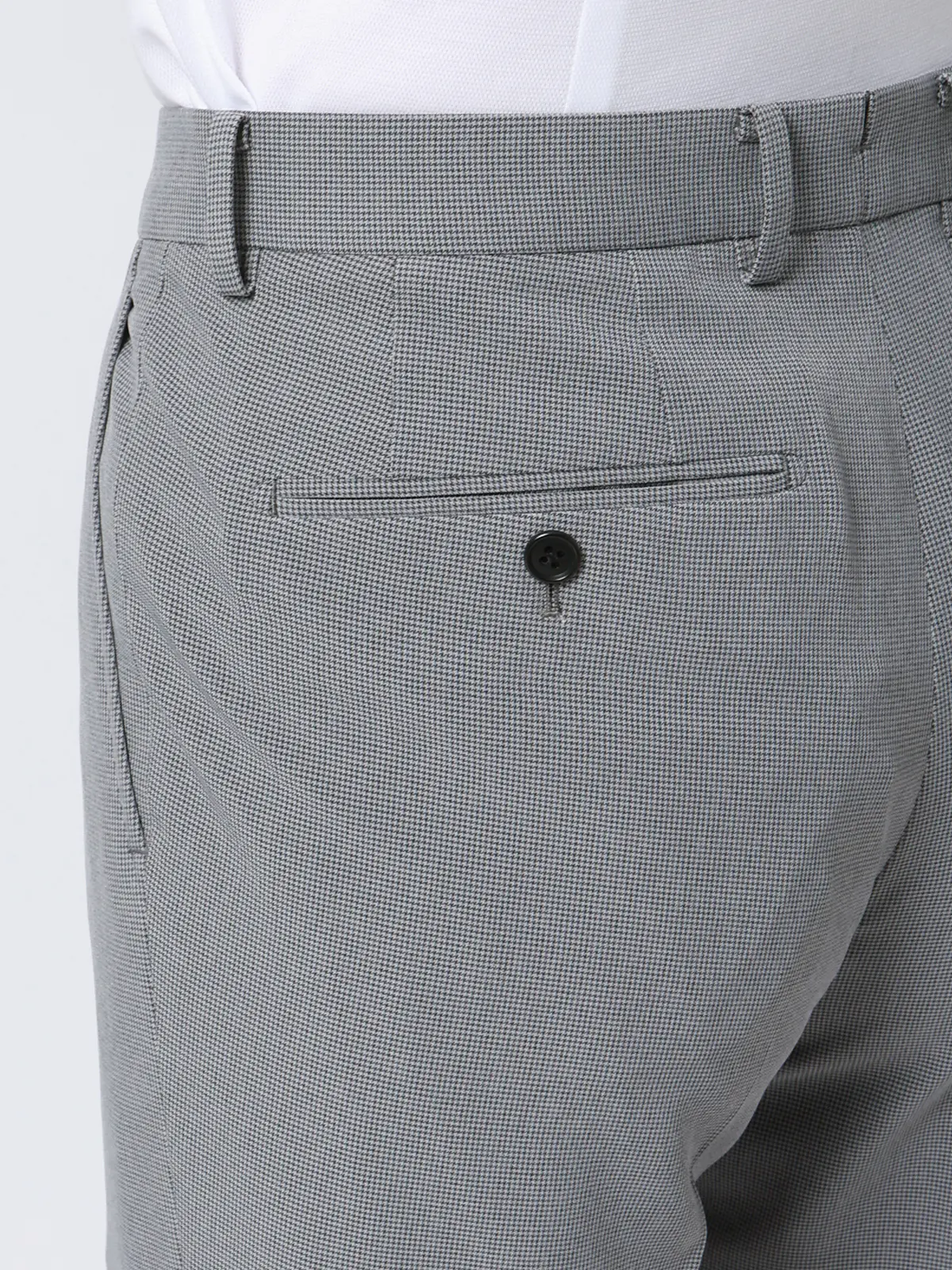 "超"伸びる涼しい最高パンツ／テーパードパンツ／ウォッシャブル／ハウンドトゥース／RS07 ライトグレー 3S