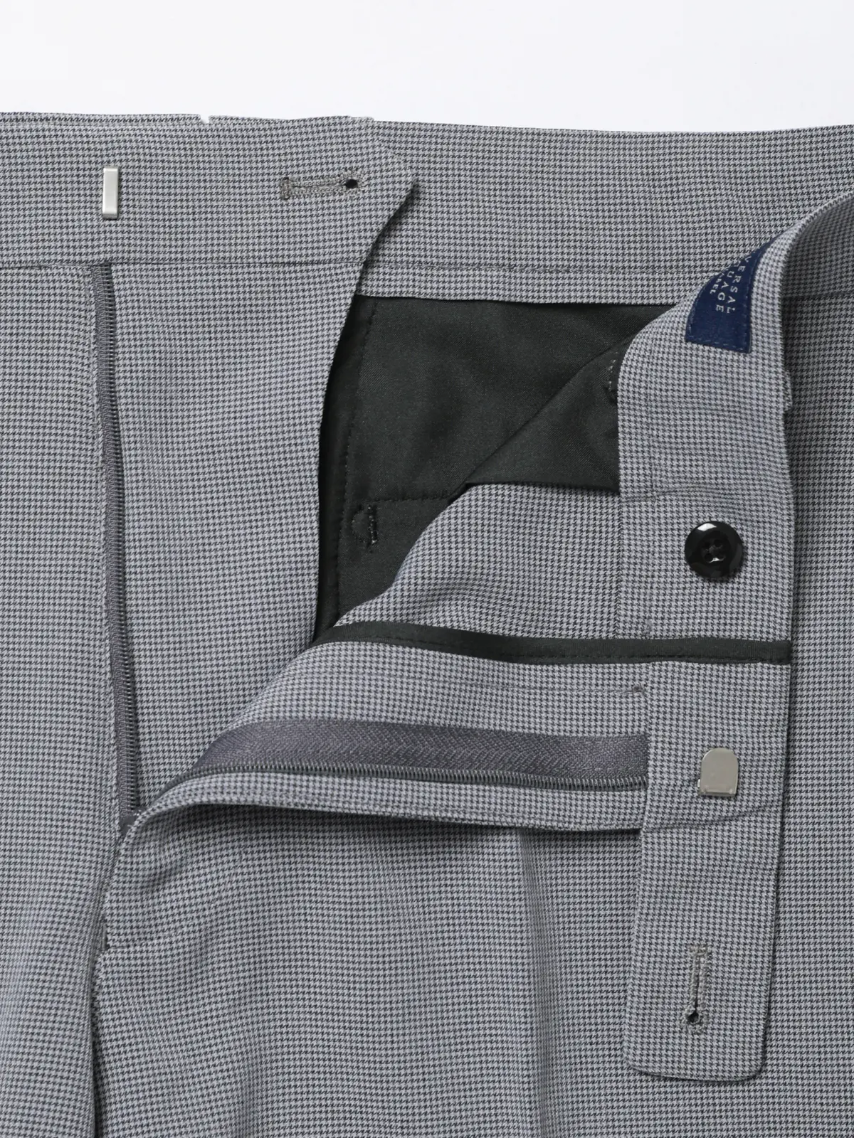 "超"伸びる涼しい最高パンツ／テーパードパンツ／ウォッシャブル／ハウンドトゥース／RS07 ライトグレー 3S