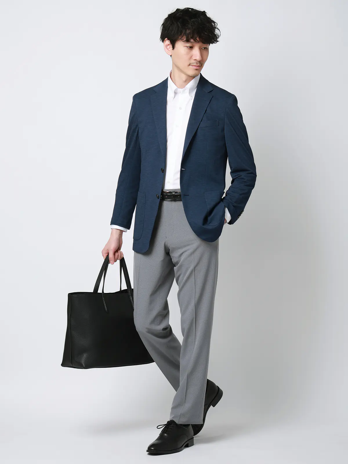 "超"伸びる涼しい最高パンツ／テーパードパンツ／ウォッシャブル／ハウンドトゥース／RS07 ライトグレー 3S