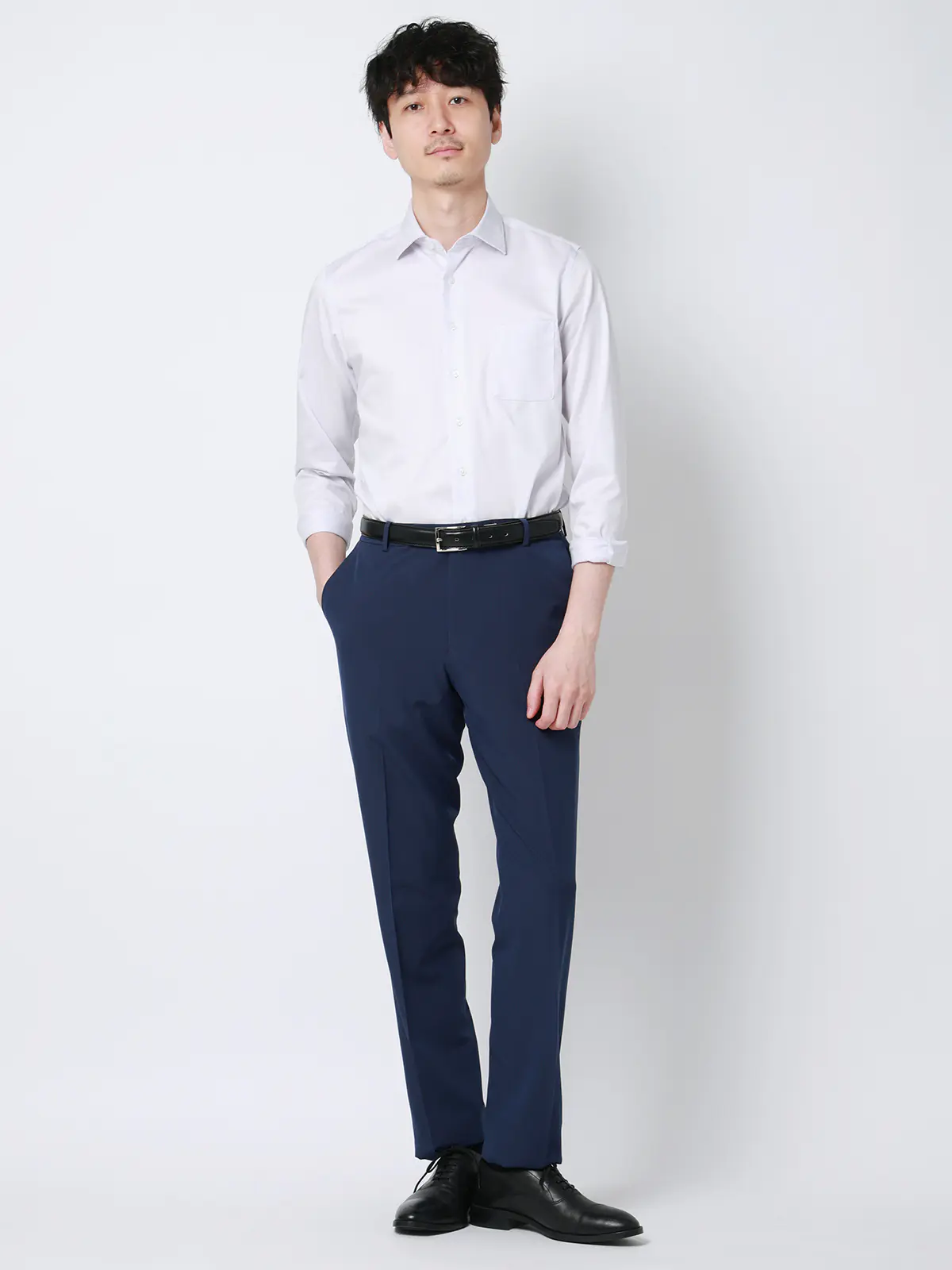 "超"伸びる涼しい最高パンツ/テーパードパンツ/ウォッシャブル/ハウンドトゥース/RS07 ネイビー 3S