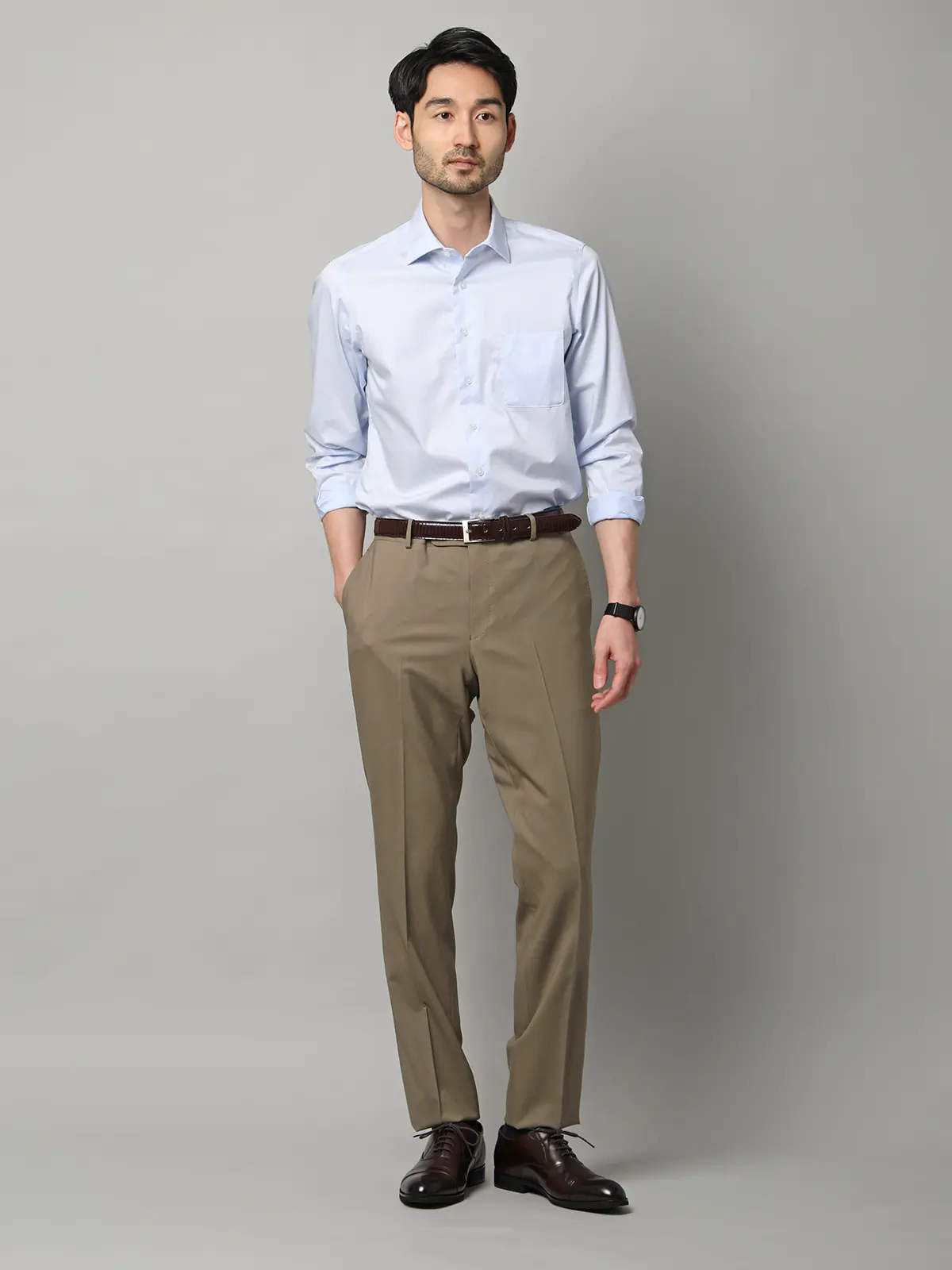 テーパードパンツ／尾州／SUPER100’sウールトロピカル／無地／IN05 ベージュ SS