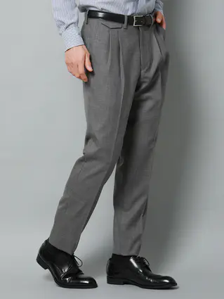 春夏／尾州／タックテーパードパンツ