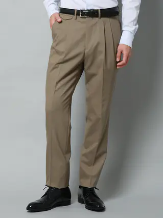 春夏／尾州／タックテーパードパンツ