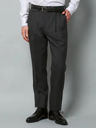 春夏／尾州／タックテーパードパンツ