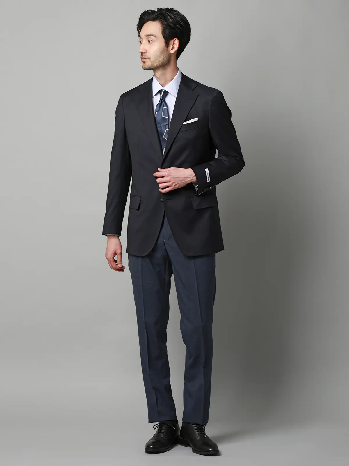 テーパードパンツ／ウォッシャブル／ストレッチ／接触冷感／RENU／無地／IN05 ブルー SS