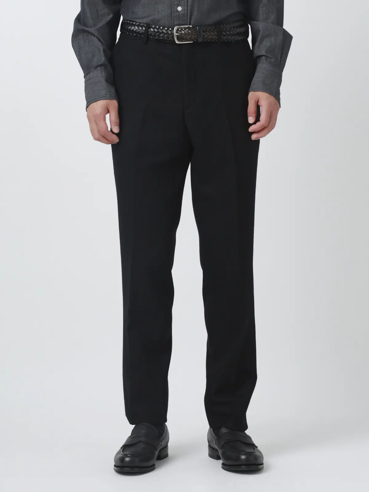 テーパードパンツ/尾州/ウールサキソニー/無地/IN07 ブラック SS