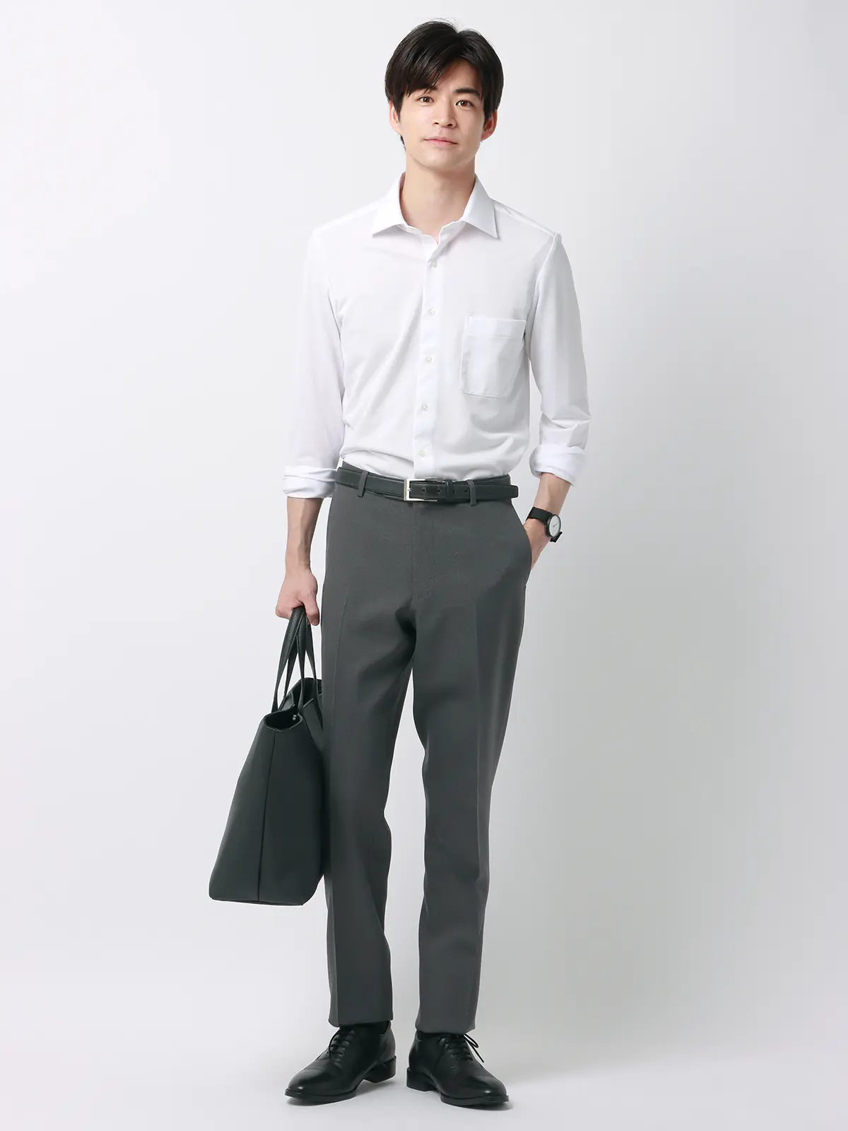 最高パンツ／テーパードパンツ／ウォッシャブル／NON IRON／ストレッチ／無地／RS07 グレー系 3S