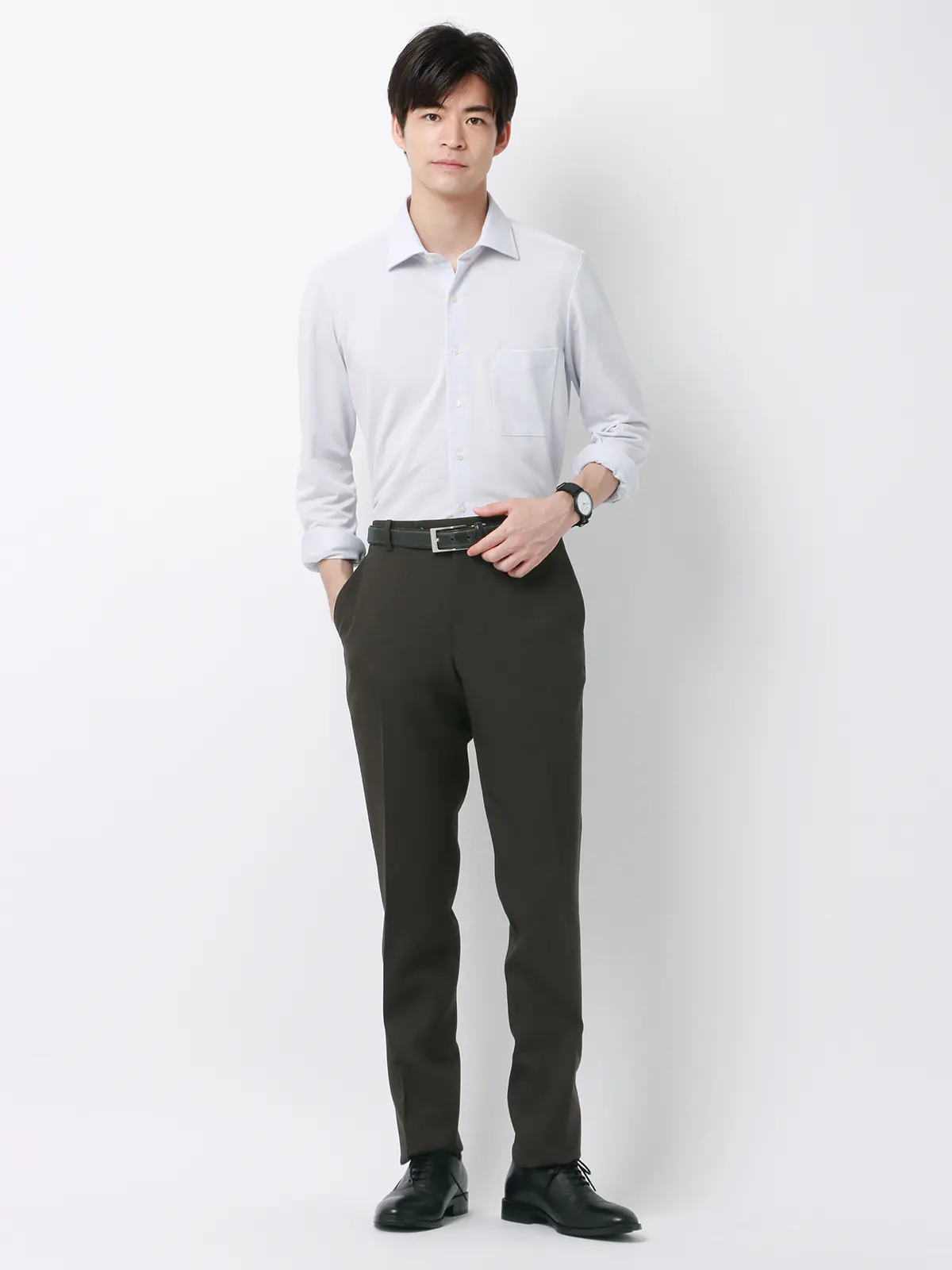 最高パンツ／テーパードパンツ／ウォッシャブル／NON IRON／ストレッチ／無地／RS07 ブラウン系 4L