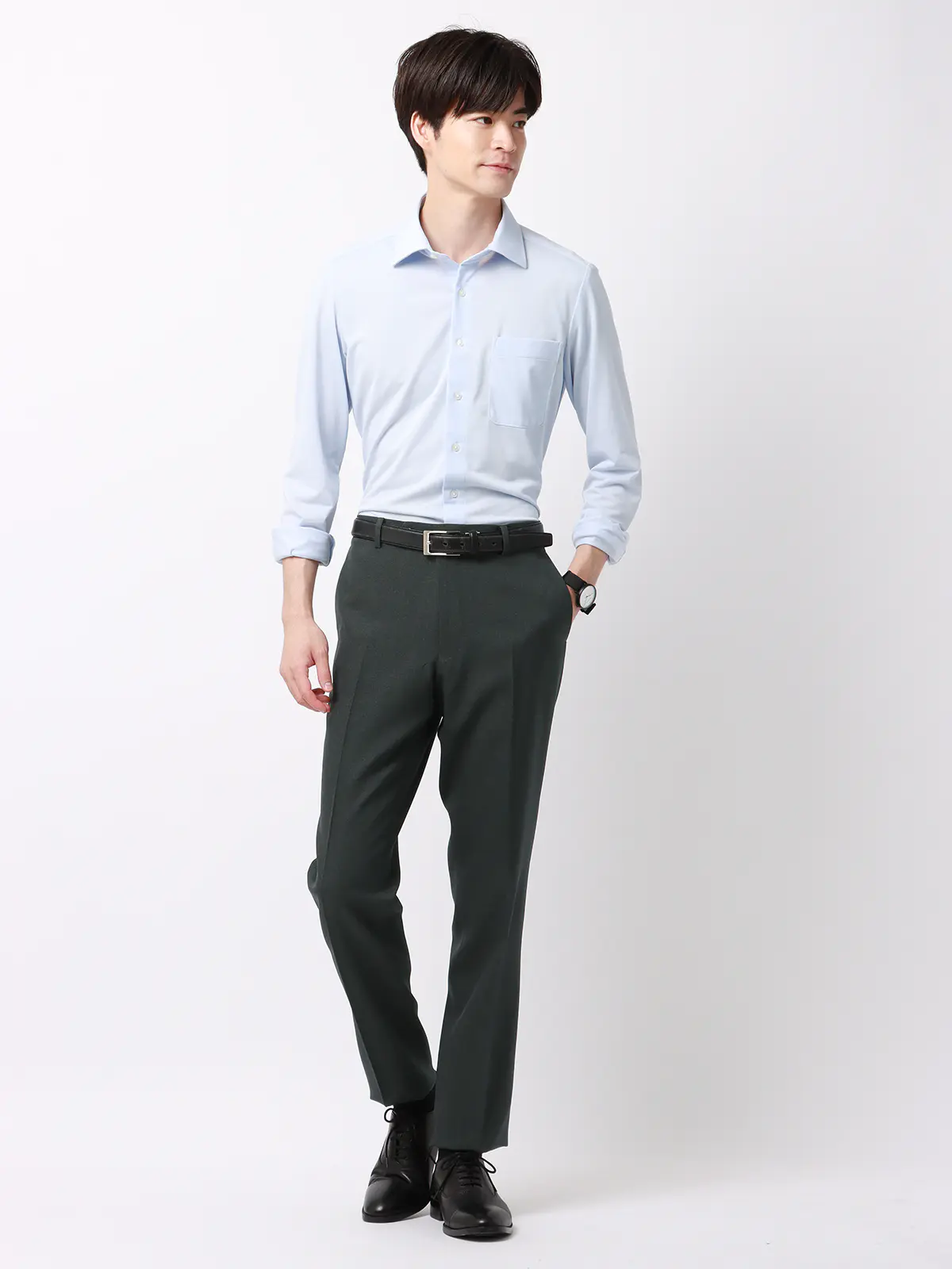 最高パンツ／テーパードパンツ／ウォッシャブル／NON IRON／ストレッチ／無地／RS07 グレー系 3S