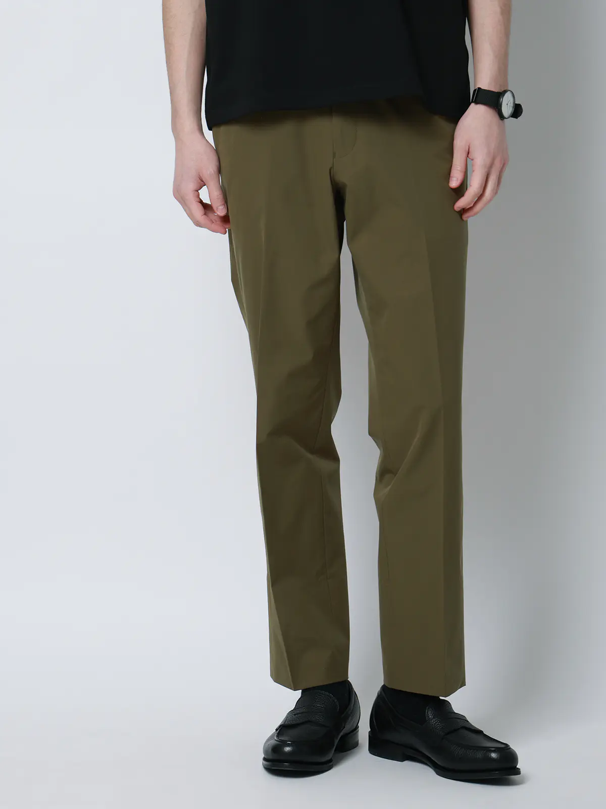 涼しい最高パンツ／テーパードパンツ／ウォッシャブル／NON IRON／無地／RS07／裾上げ済み カーキ 3S