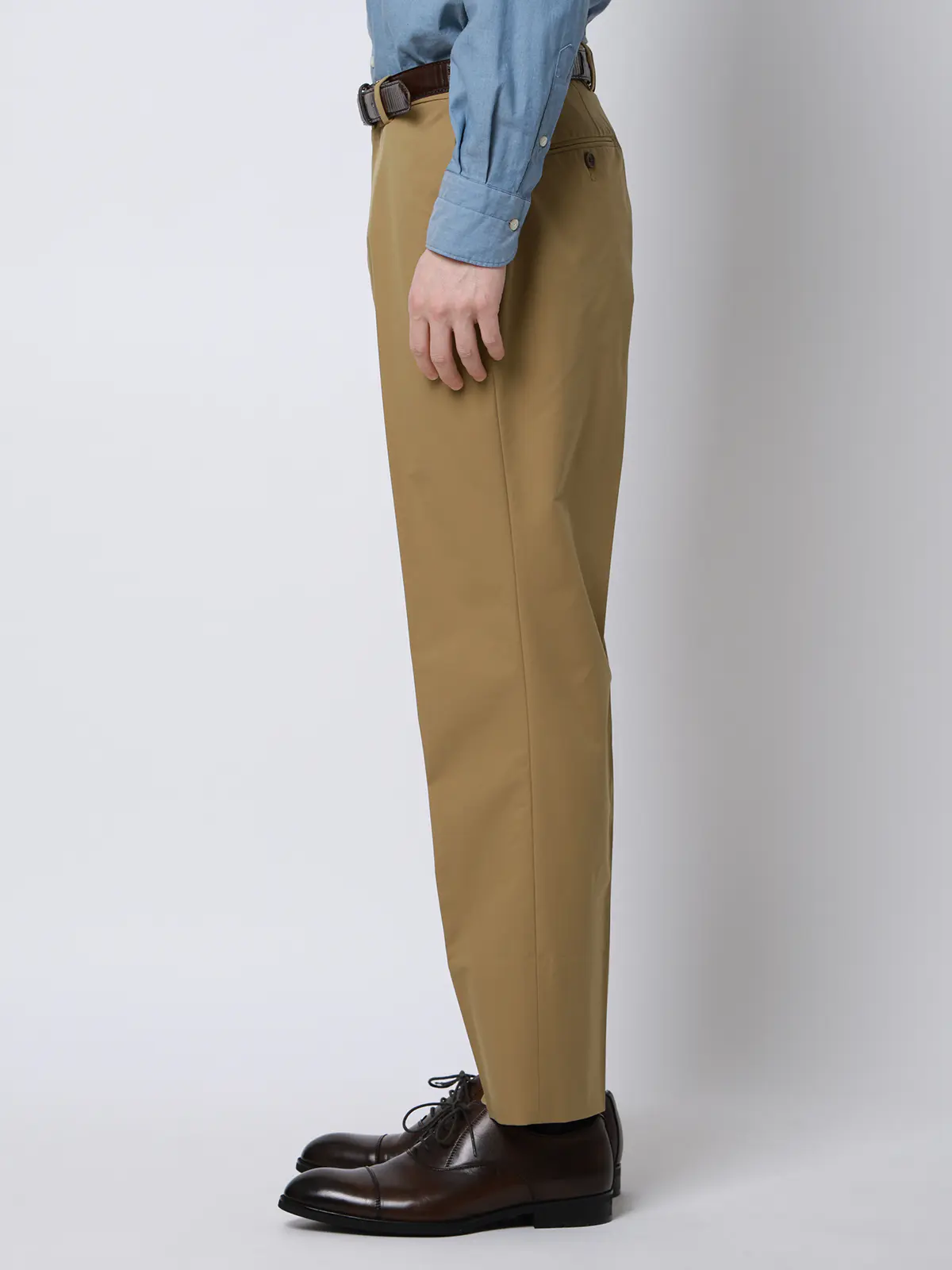 涼しい最高パンツ／テーパードパンツ／ウォッシャブル／NON IRON／無地／RS07／裾上げ済み Lブラウン 3S