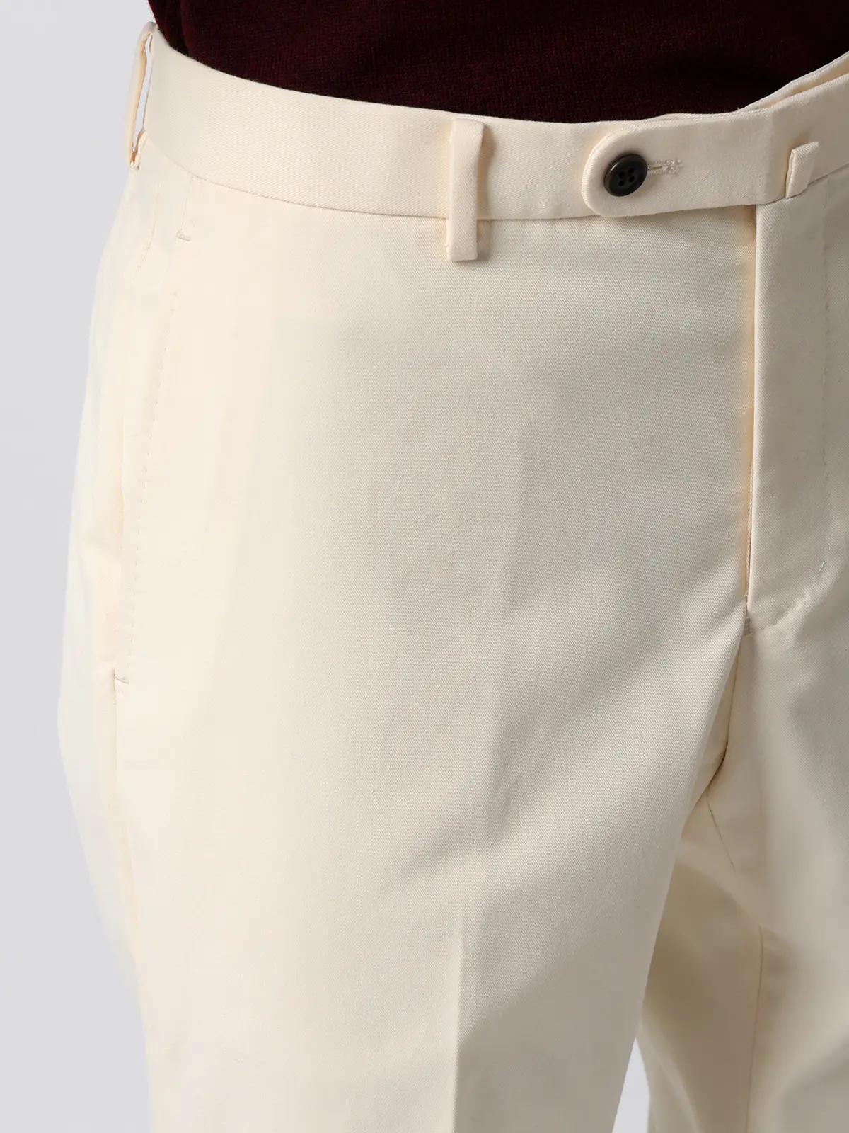テーパードパンツ／ウォッシャブル／コットンライクストレッチ／ダブルピーチスキン／無地／IN05 オフホワイト S